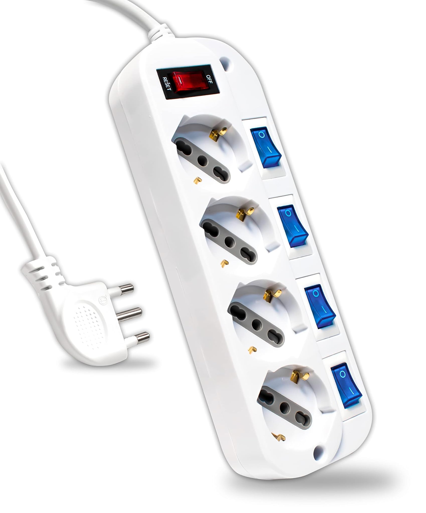 V-tac Multipresa Elettrica 4 Prese con Interruttori, Bianco