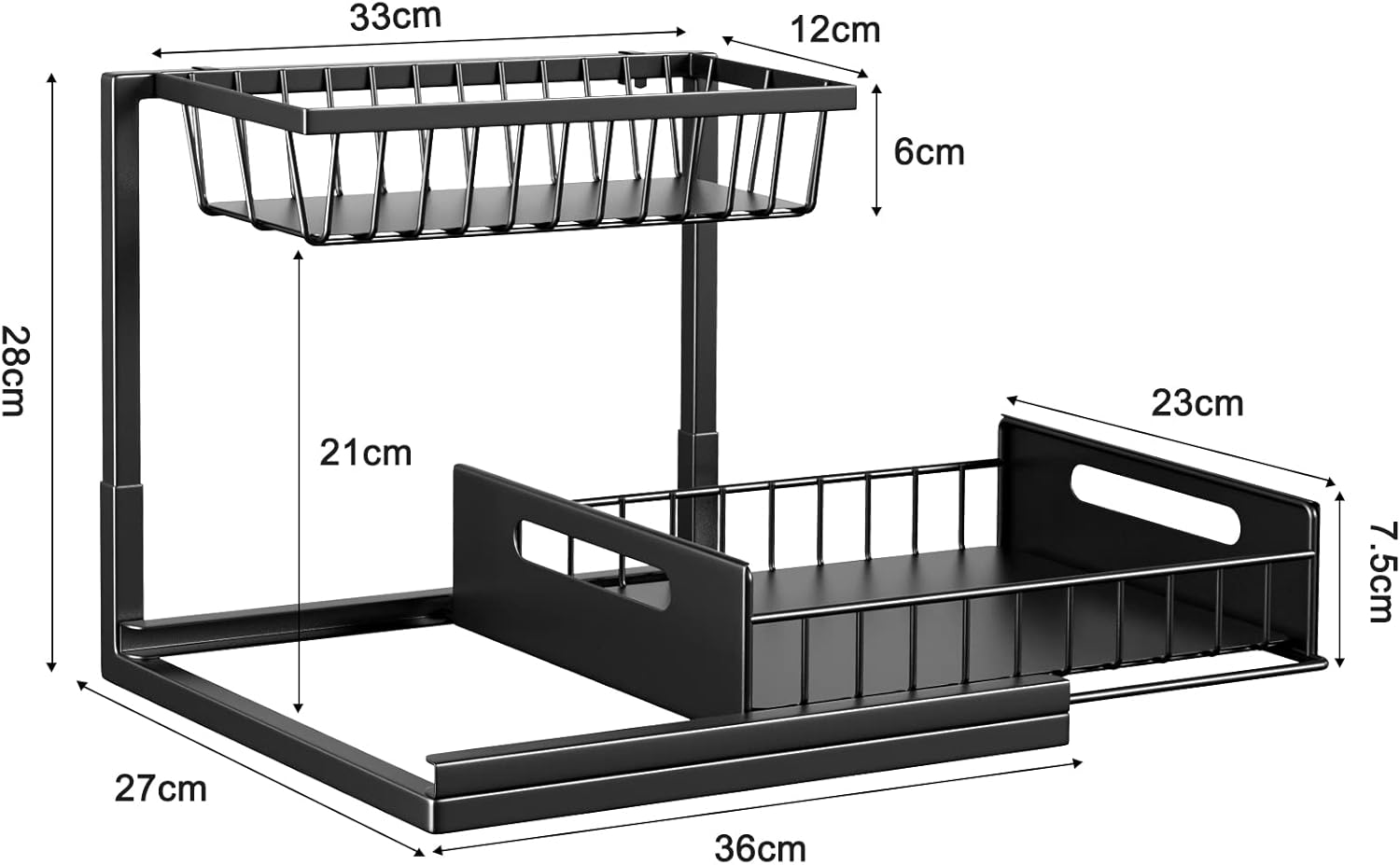 Cocolemon Organizer Sottolavello 2 Livelli Nero - immagine 3