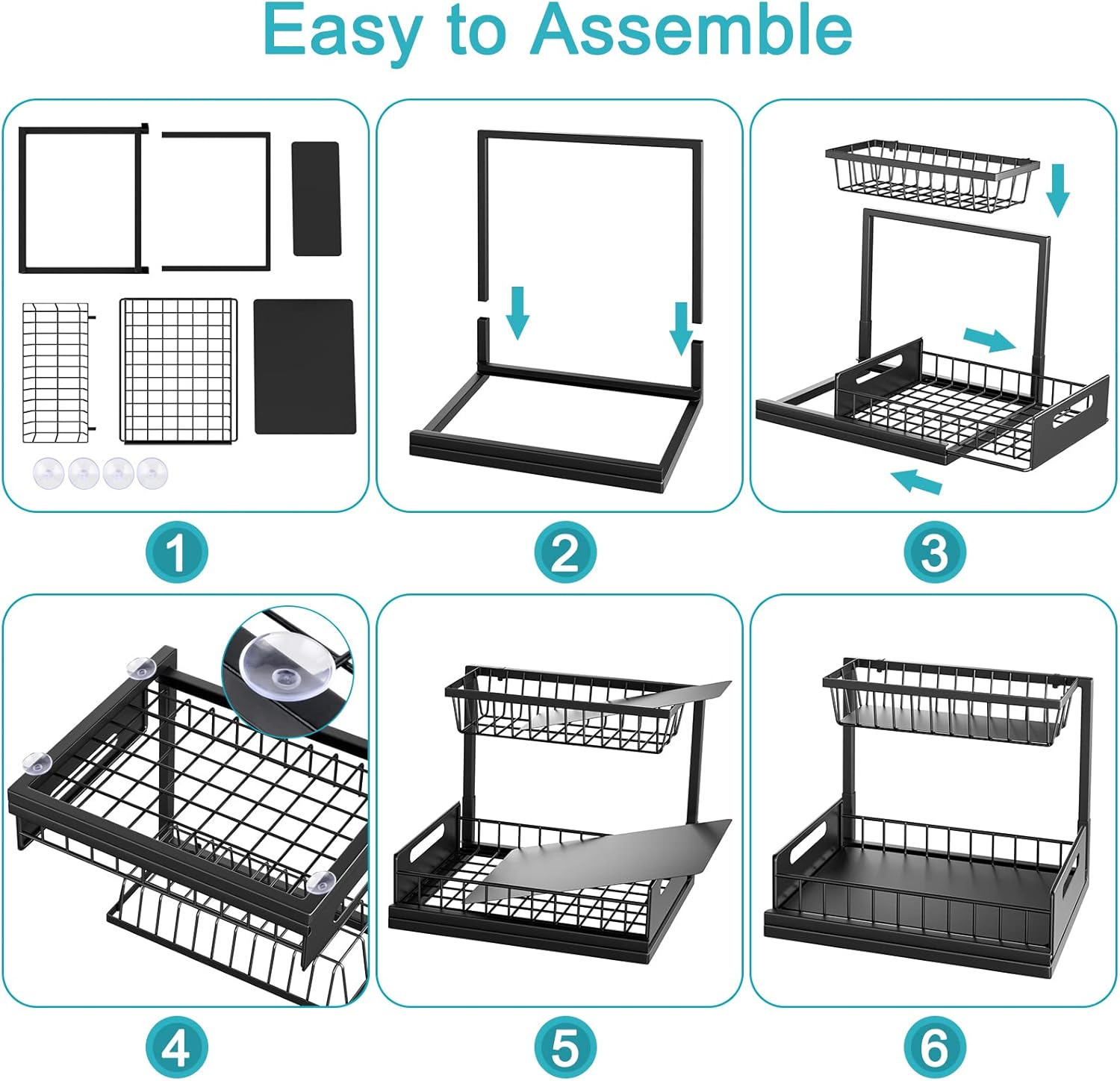 Cocolemon Organizer Sottolavello 2 Livelli Nero - immagine 7