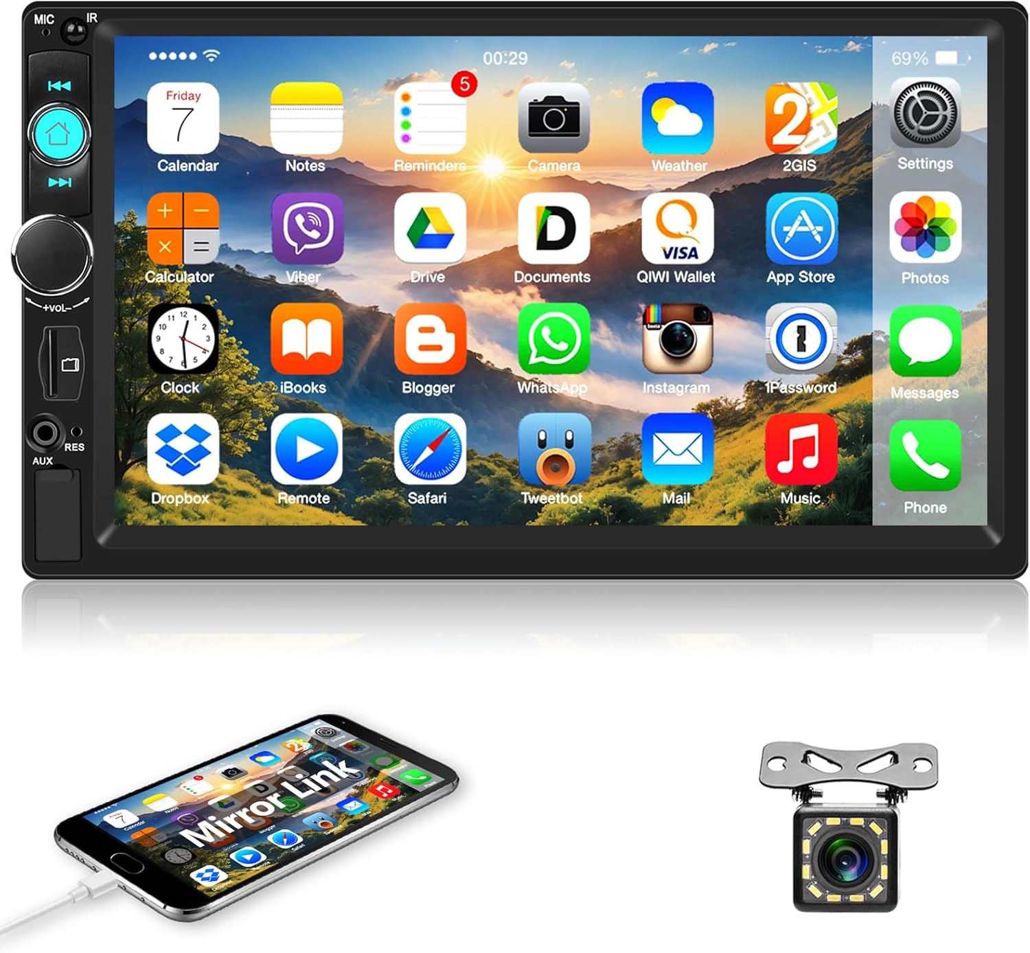 Motorsi Autoradio 2 Din 7 Pollici con Vivavoce Bluetooth - immagine 1