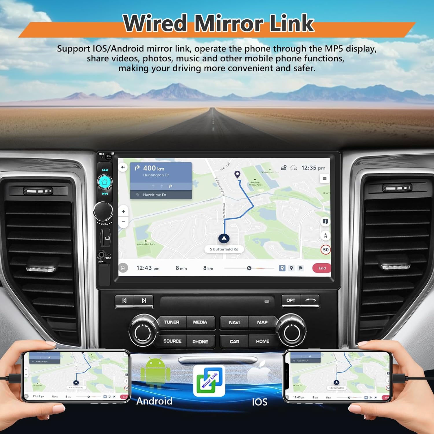 Motorsi Autoradio 2 Din 7 Pollici con Vivavoce Bluetooth - immagine 2