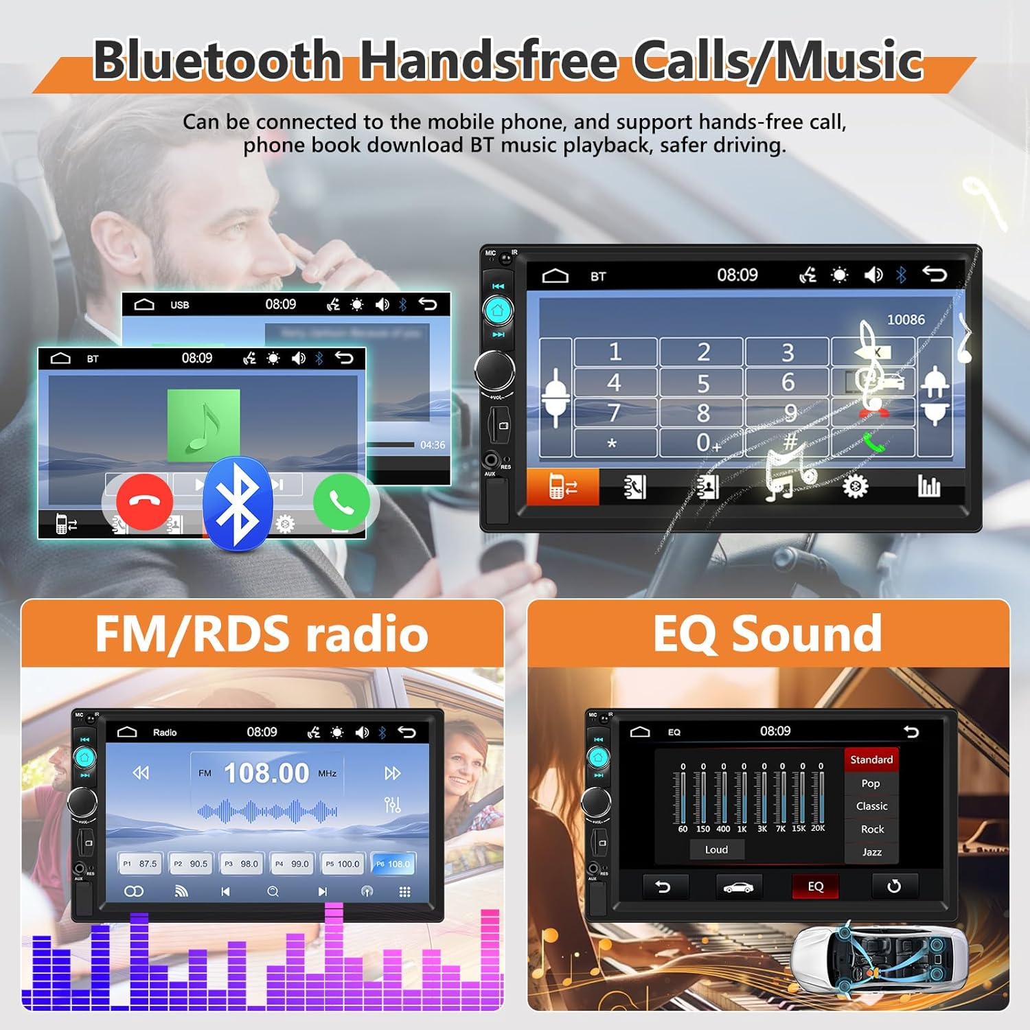 Motorsi Autoradio 2 Din 7 Pollici con Vivavoce Bluetooth - immagine 3