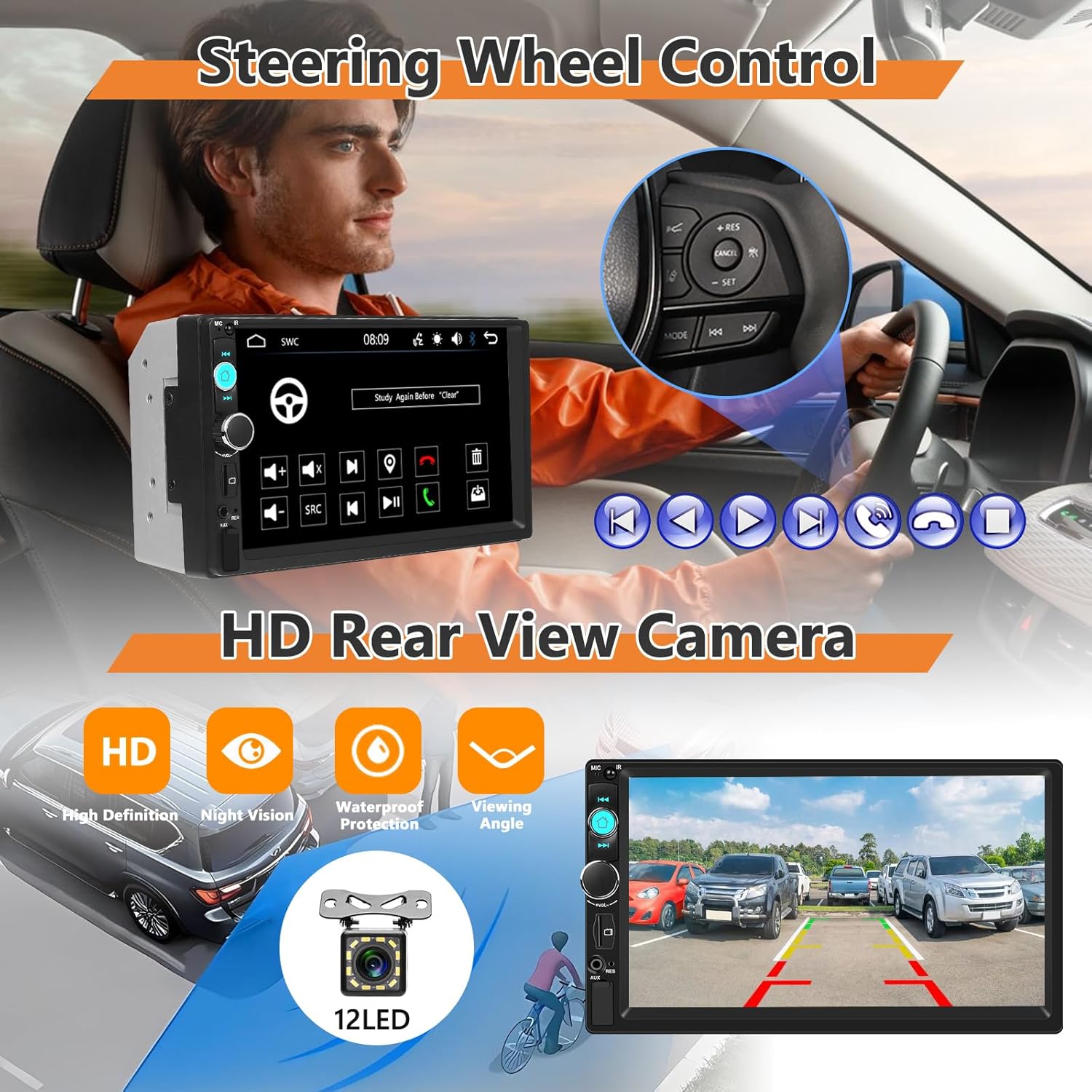 Motorsi Autoradio 2 Din 7 Pollici con Vivavoce Bluetooth - immagine 4