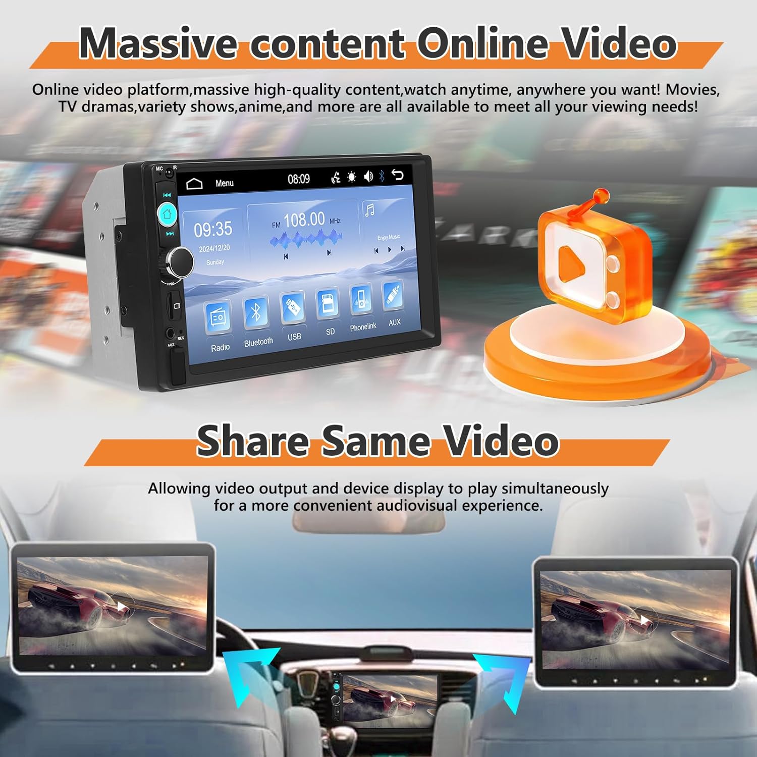 Motorsi Autoradio 2 Din 7 Pollici con Vivavoce Bluetooth - immagine 5