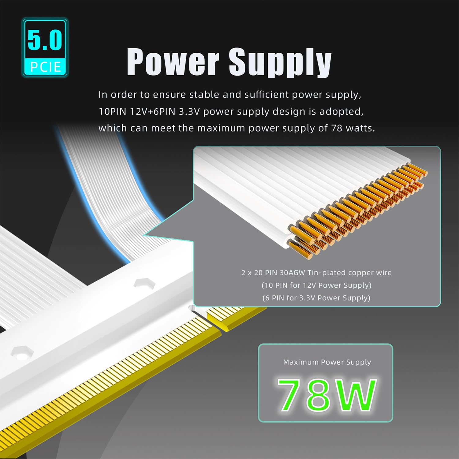Glotrends Cavo Riser PCIe 5.0 1000mm per GPU - immagine 7