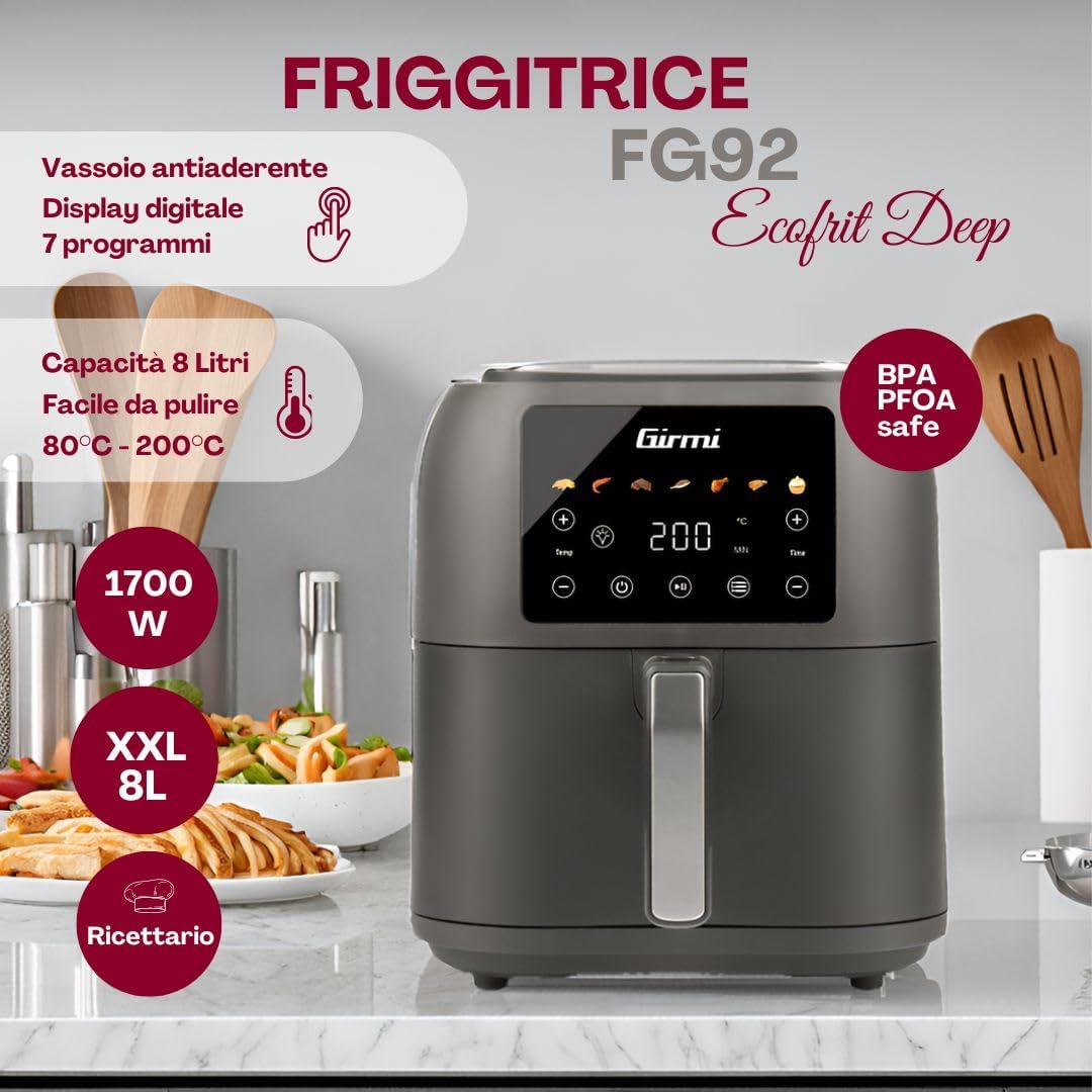 Girmi FG92 "Ecofrit Deep" Friggitrice ad Aria 8 Litri - immagine 2