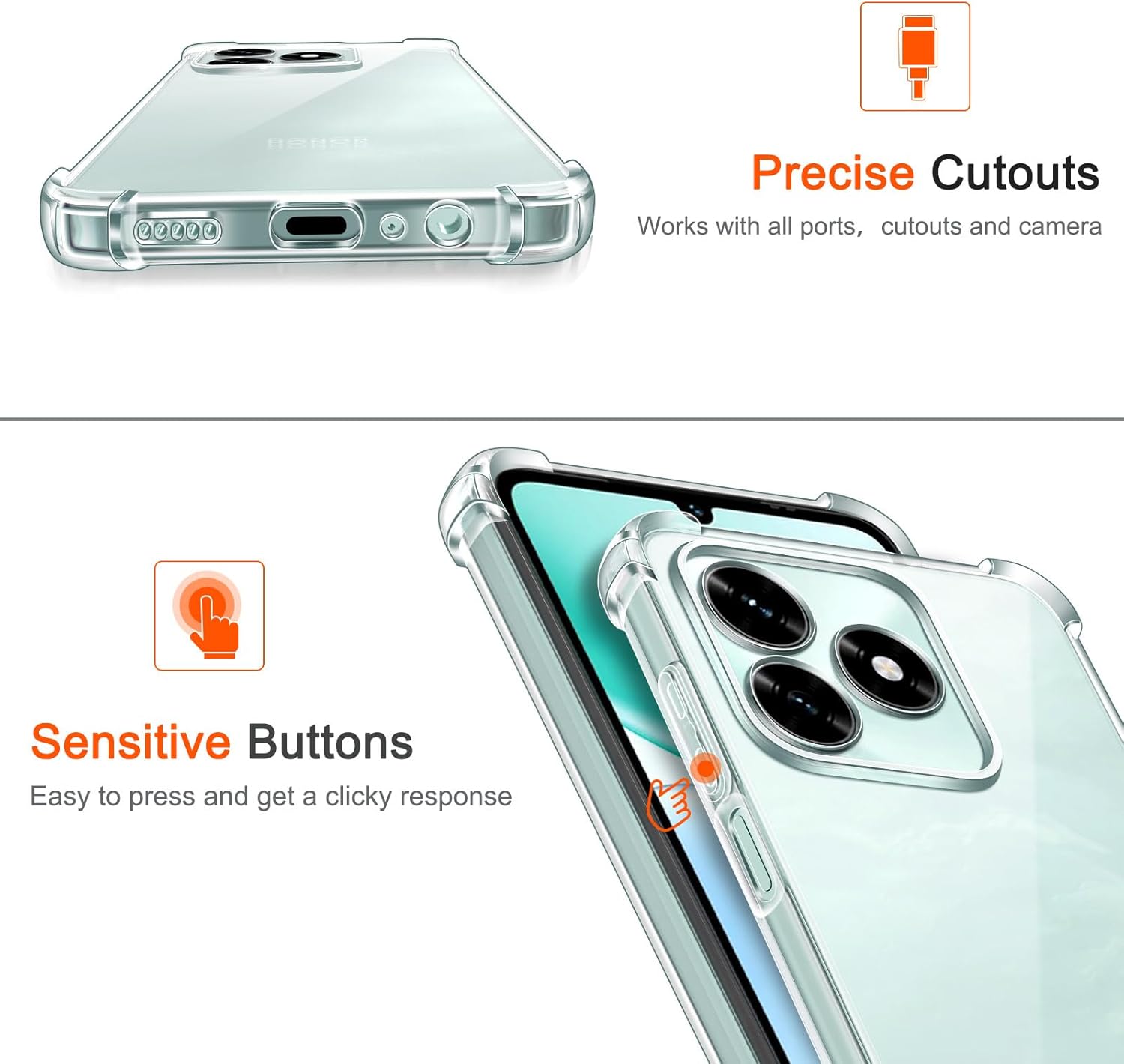 Ivoler Cover per Honor X5C Plus Trasparente - immagine 4