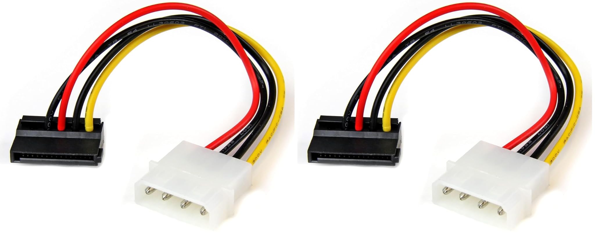 StarTech.com Adattatore cavo di alimentazione Molex 4 Pin a SATA con angolare sinistro 15 cm, (SATAPOWADPL) (Confezione da 2)