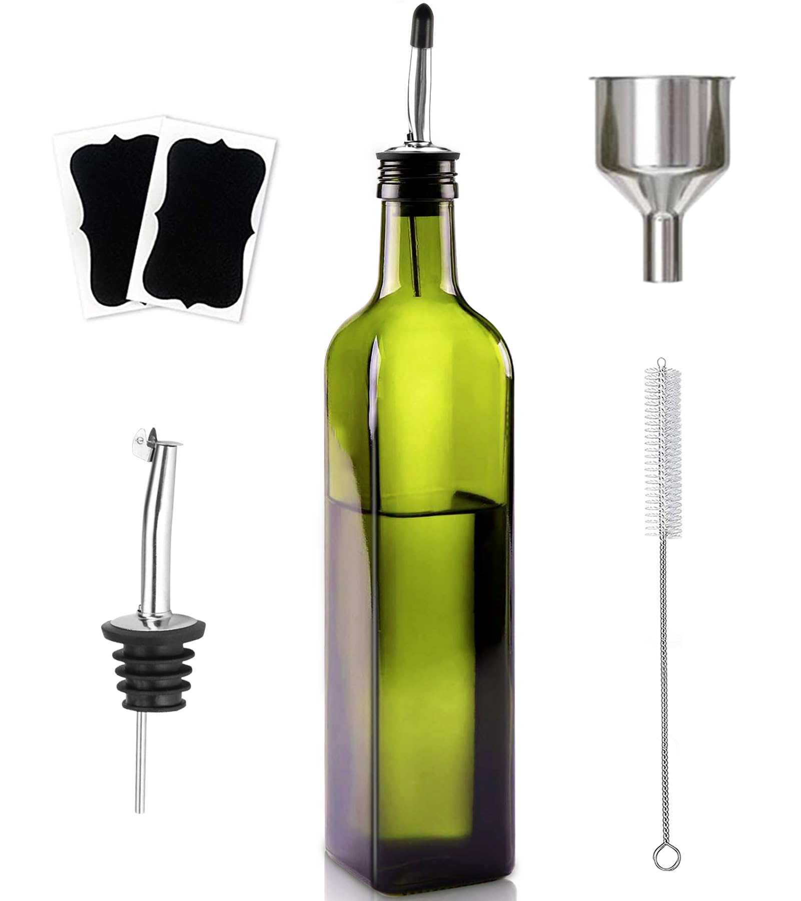 Oliera Salvagoccia 500ML con Imbuto e Dosatore, Verde