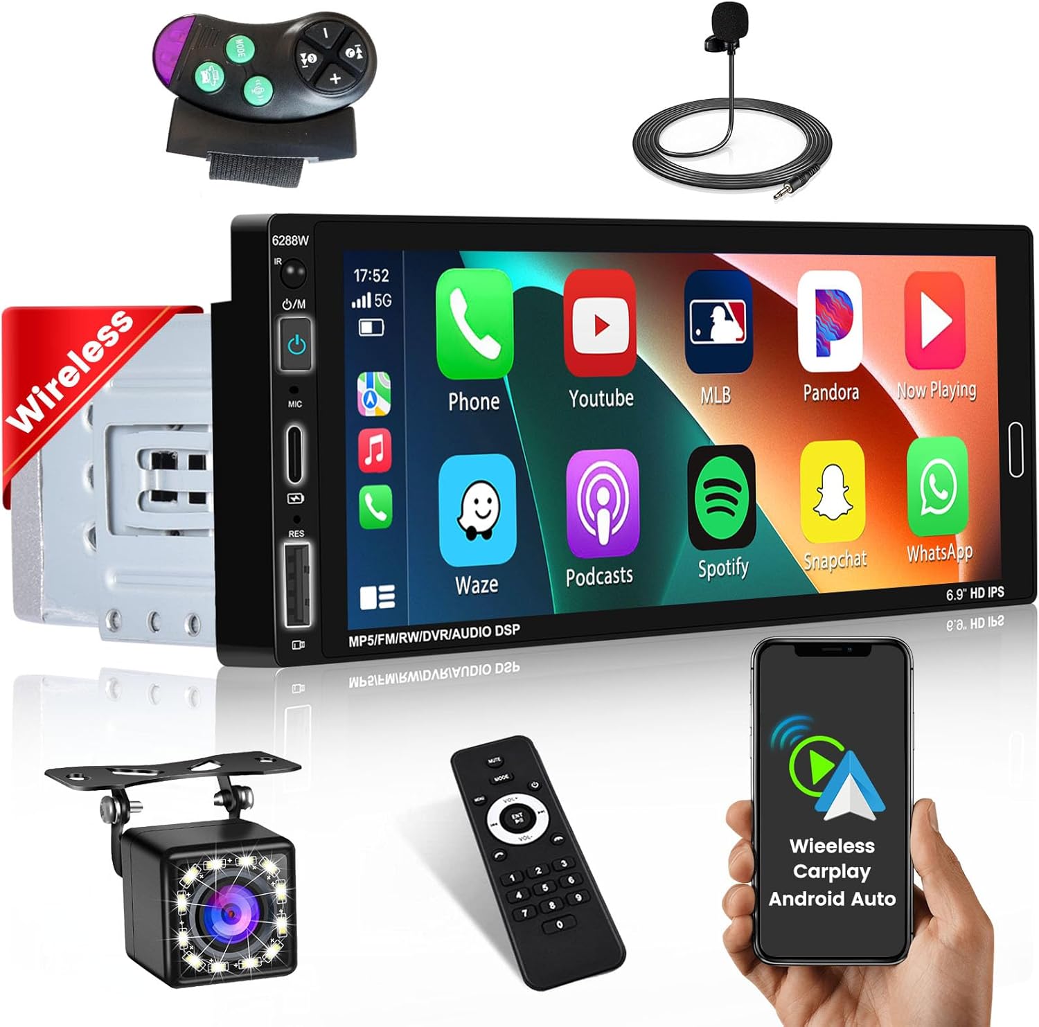 Inefala Autoradio 1 Din Bluetooth con Schermo 6,9 Pollici - immagine 1