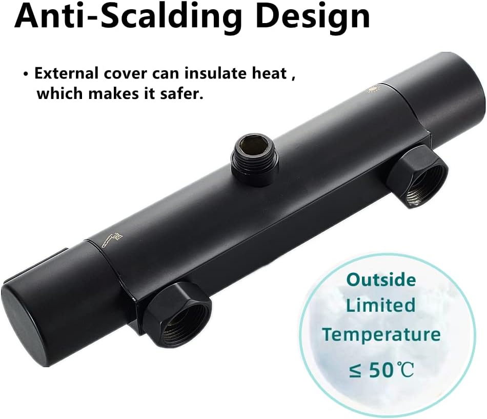 Afuder Miscelatore Termostatico Doccia 38℃ Nero - immagine 4