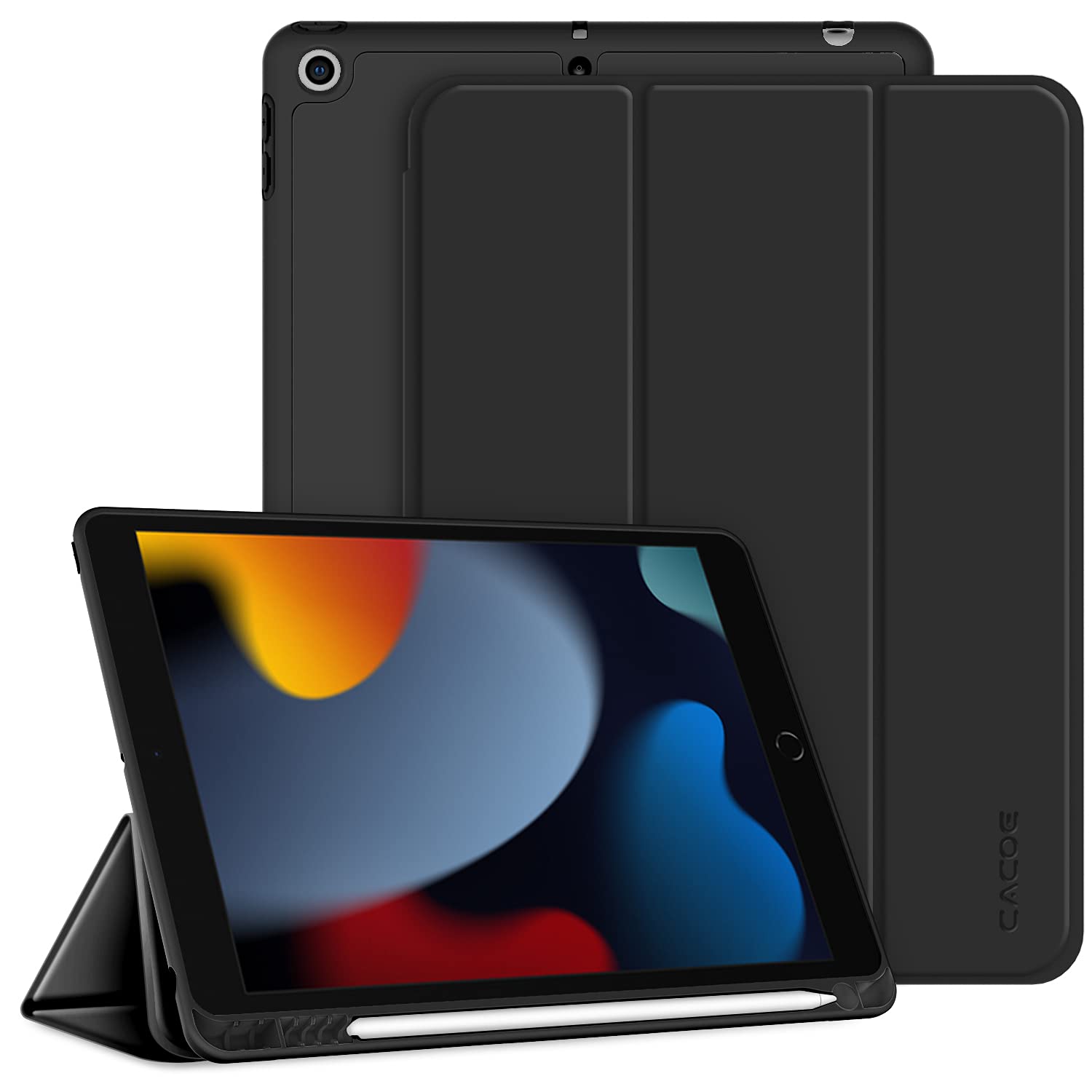Cacoe Cover iPad 9a/8a/7a Gen 10.2" con Pencil Holder, Nero
