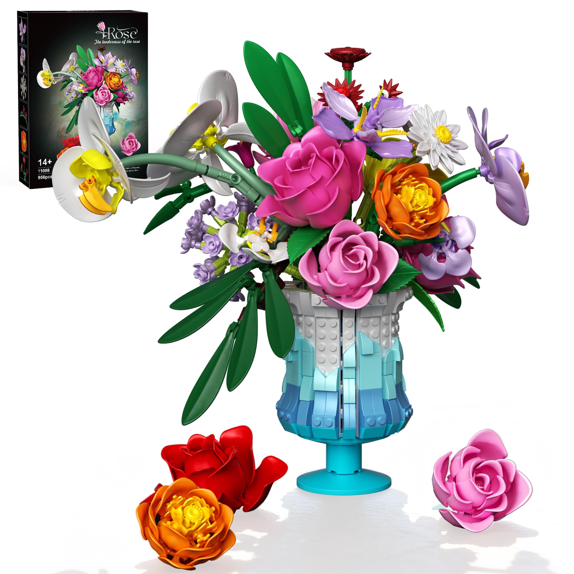 Flower Building Set with Vase - Fiori Botanici Artificiali