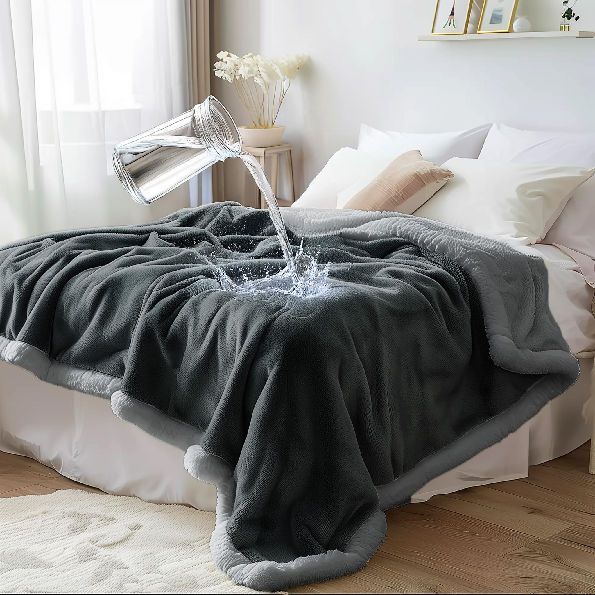Coperta Impermeabile con Pile Sherpa King Size 229x274cm