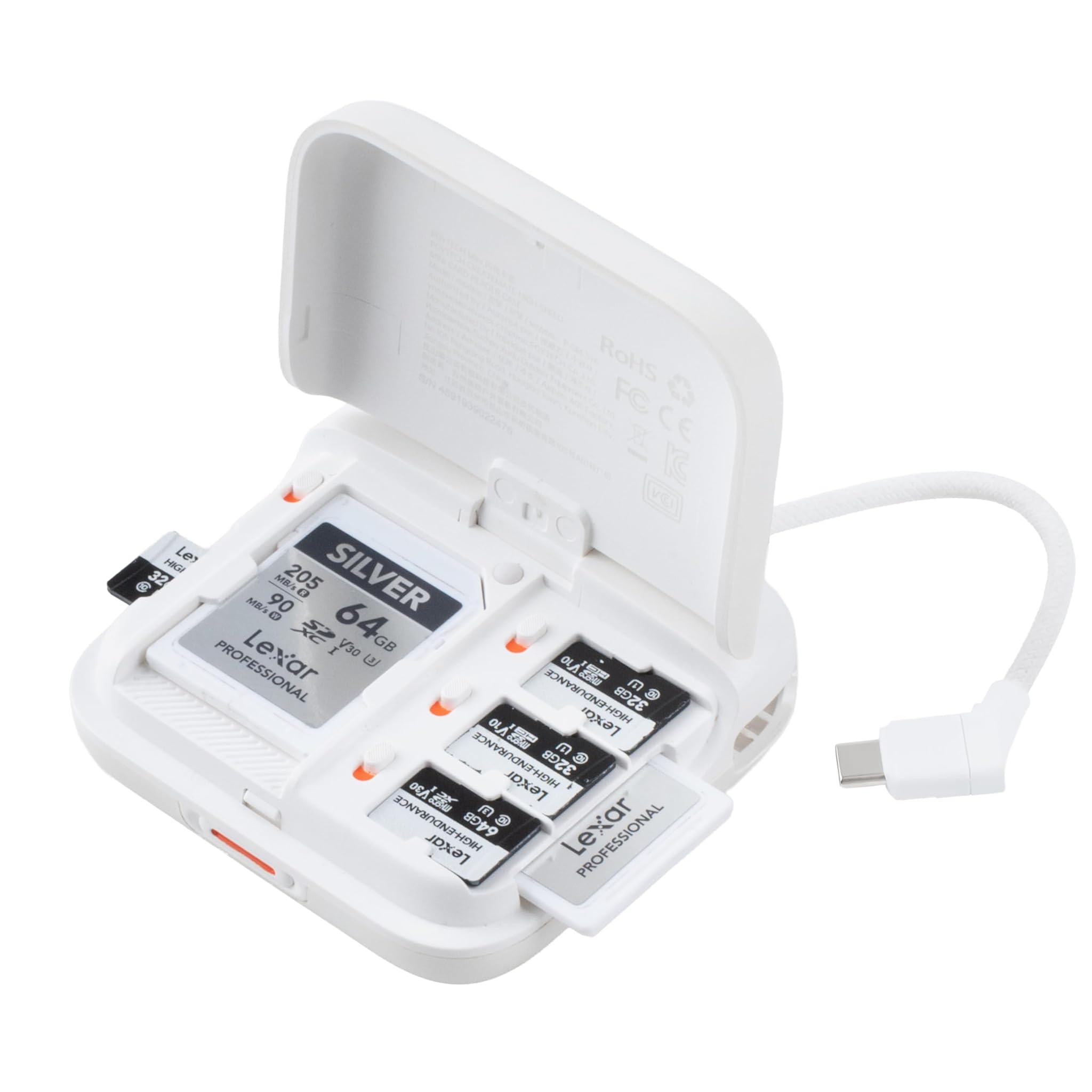 PGYTECH CreateMate Mini Custodia Lettore Di Schede Ad Alta Velocità, 2-in-1 SD4.0/Micro SD Portatile Archiviazione, Doppio Slot Trasferimento/USB 3.1/Type-C/OTG per Camera/Telefono/ActionCam, Bianco