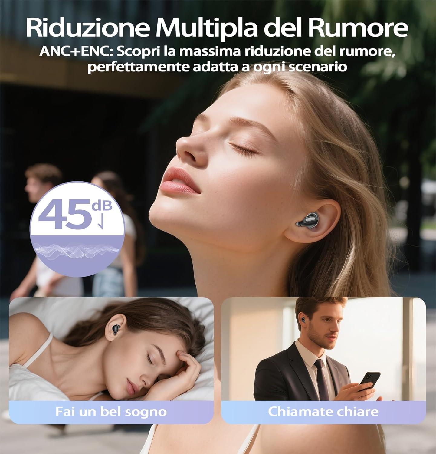 Cuffie per Dormire Bluetooth 5.4 ANC/ENC, Nero - immagine 4