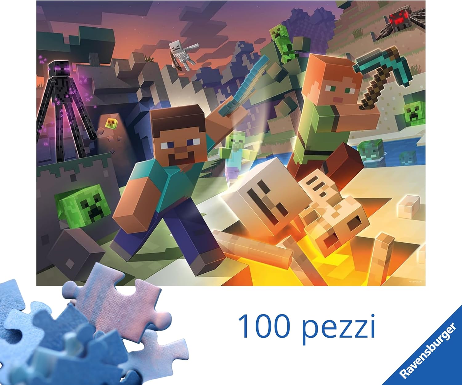 Ravensburger - Puzzles XXL Minecraft 100 Pezzi - immagine 2