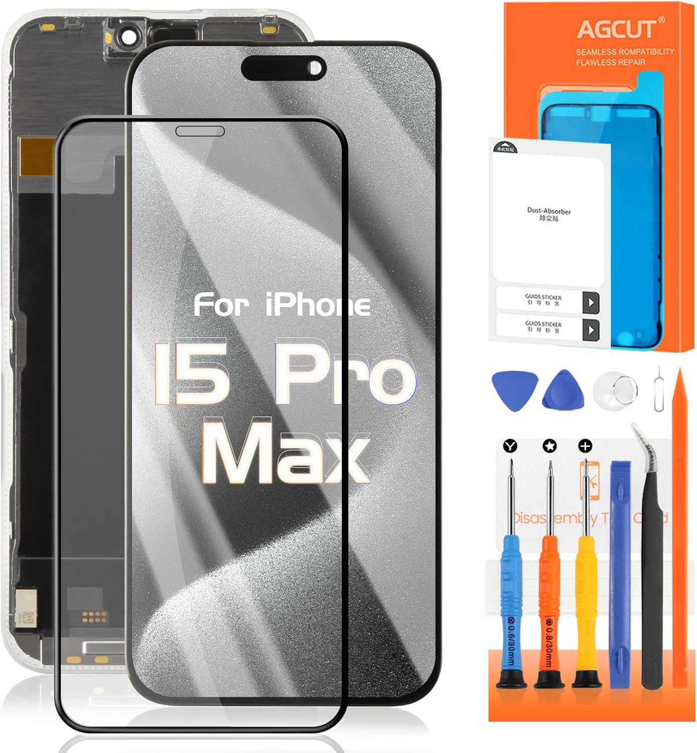 AGCUT Schermo LCD OLED per iPhone 15 Pro Max 6.7", Nero - immagine 1