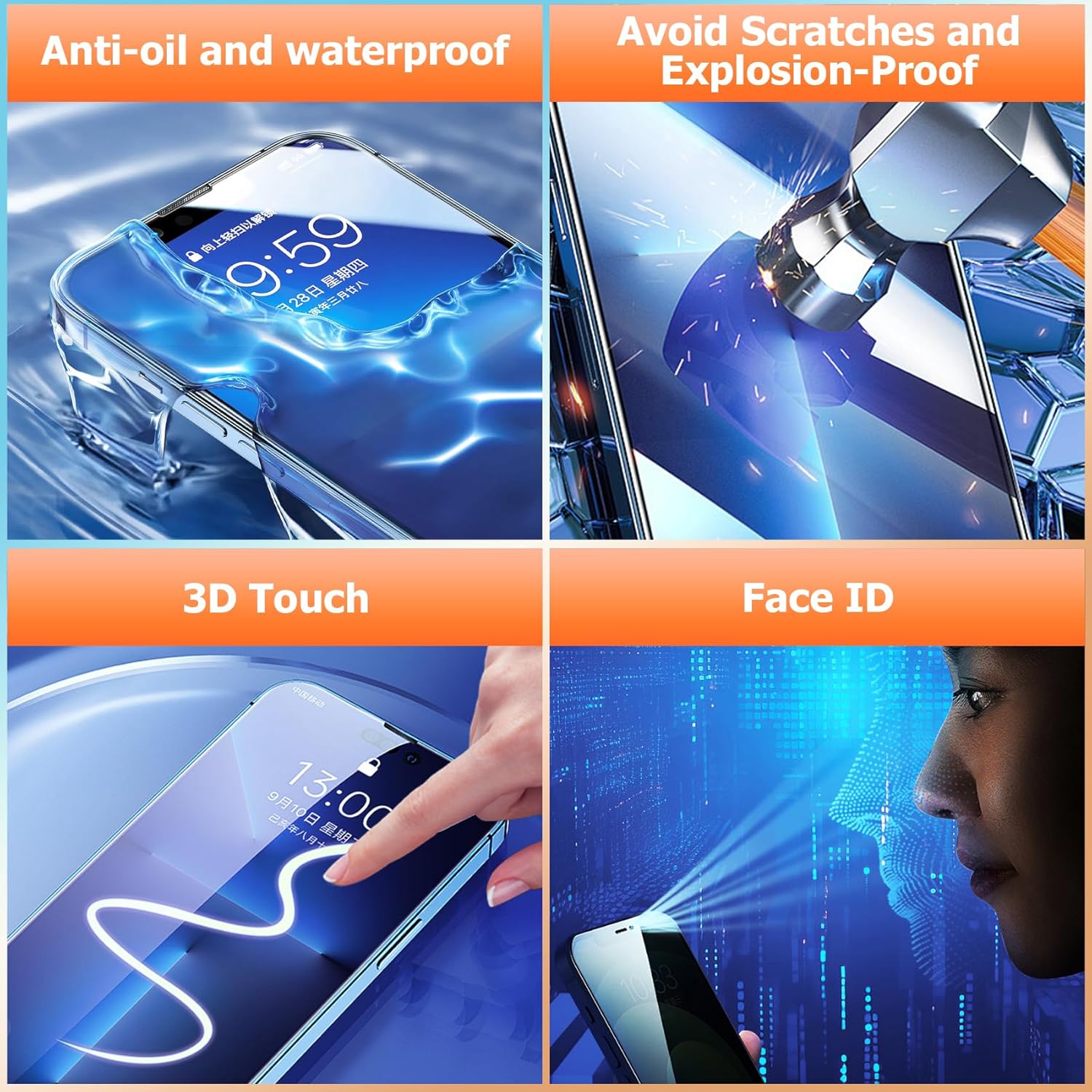 AGCUT Schermo LCD OLED per iPhone 15 Pro Max 6.7", Nero - immagine 4