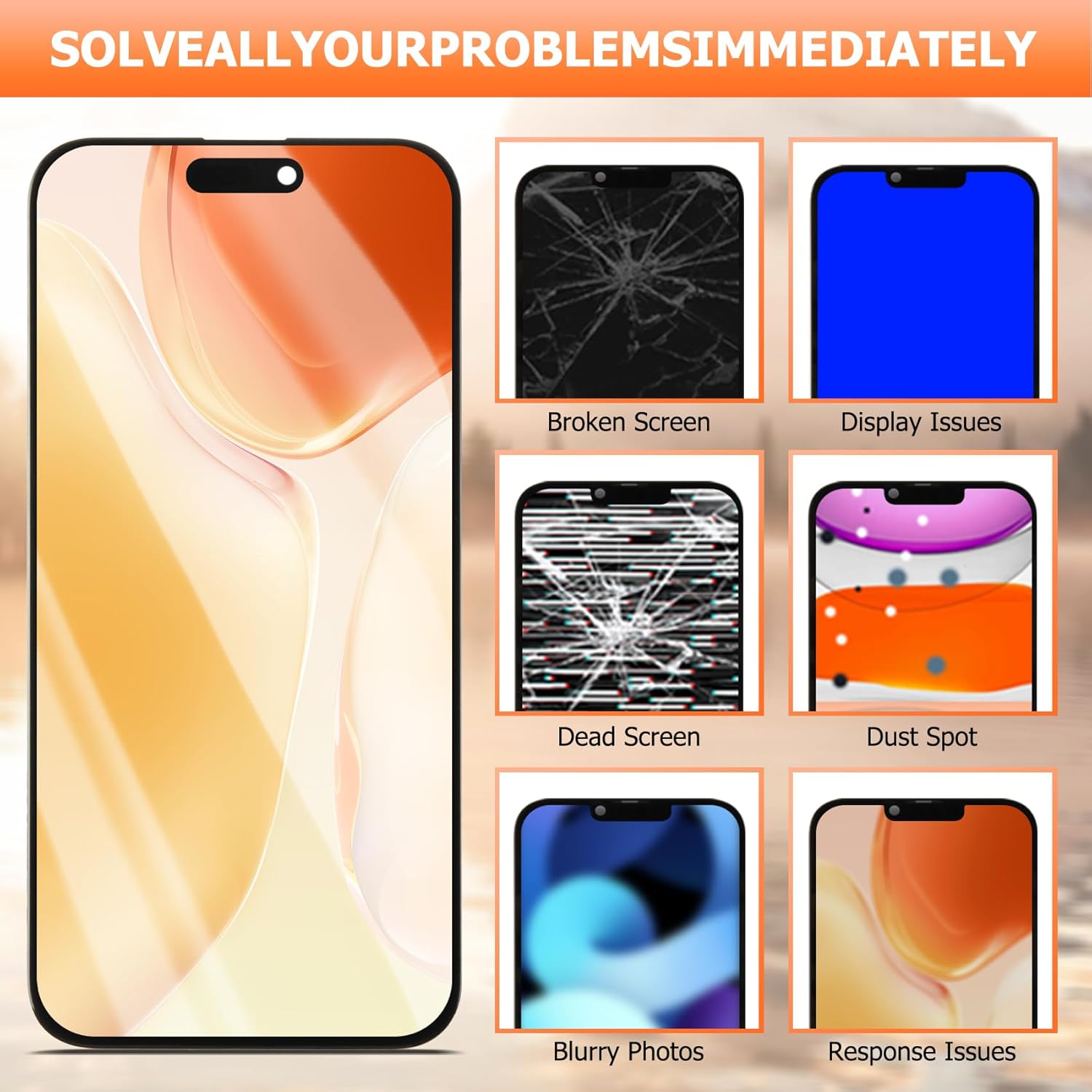 AGCUT Schermo LCD OLED per iPhone 15 Pro Max 6.7", Nero - immagine 5