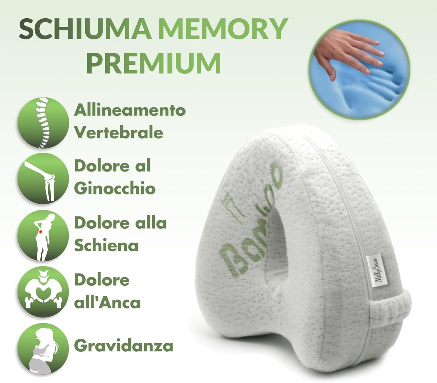 Cuscino per Gambe Ortopedico in Memory Foam - immagine 2