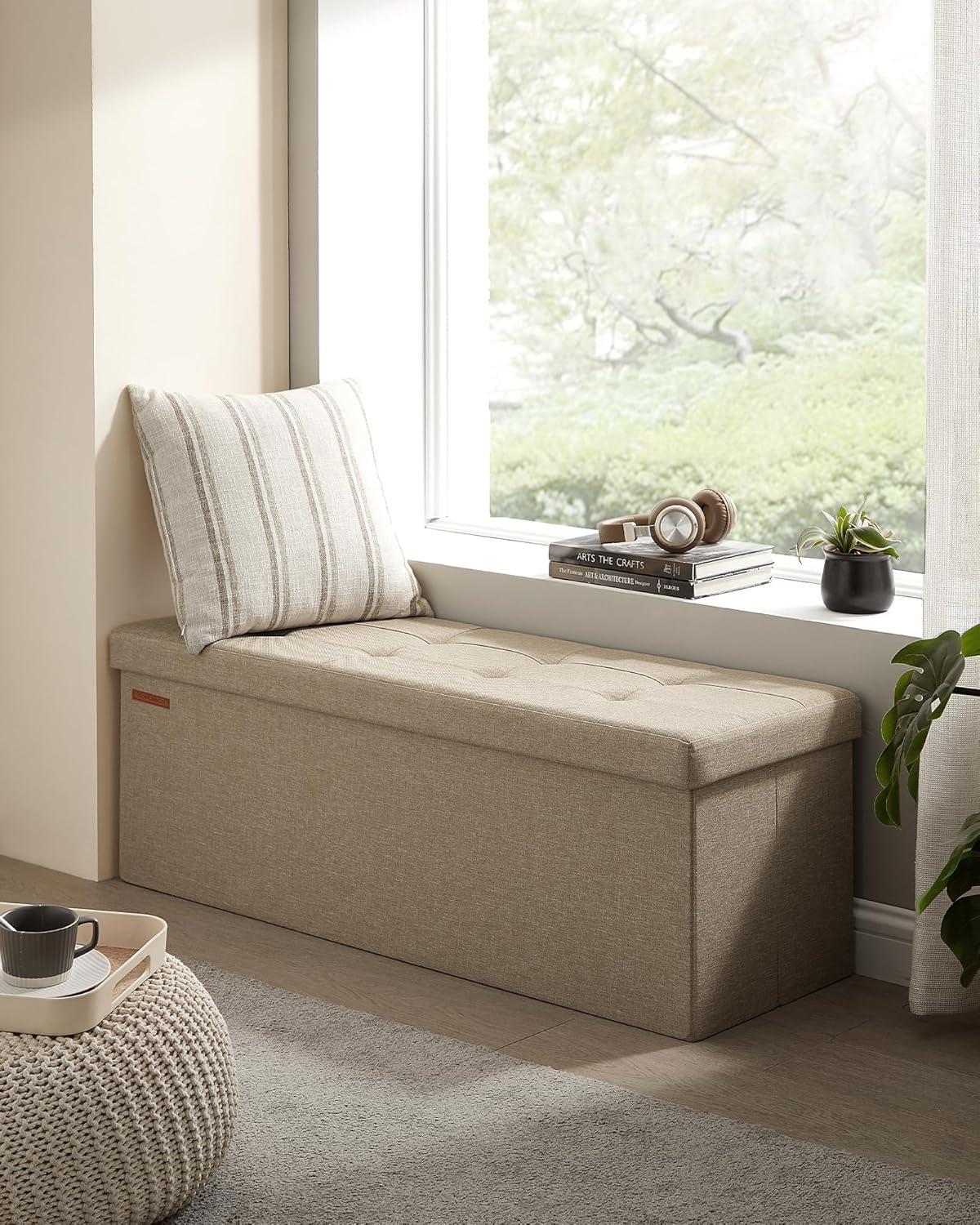 Songmics MAZIE Cassapanca Pieghevole 38x110x38cm Marrone - immagine 2