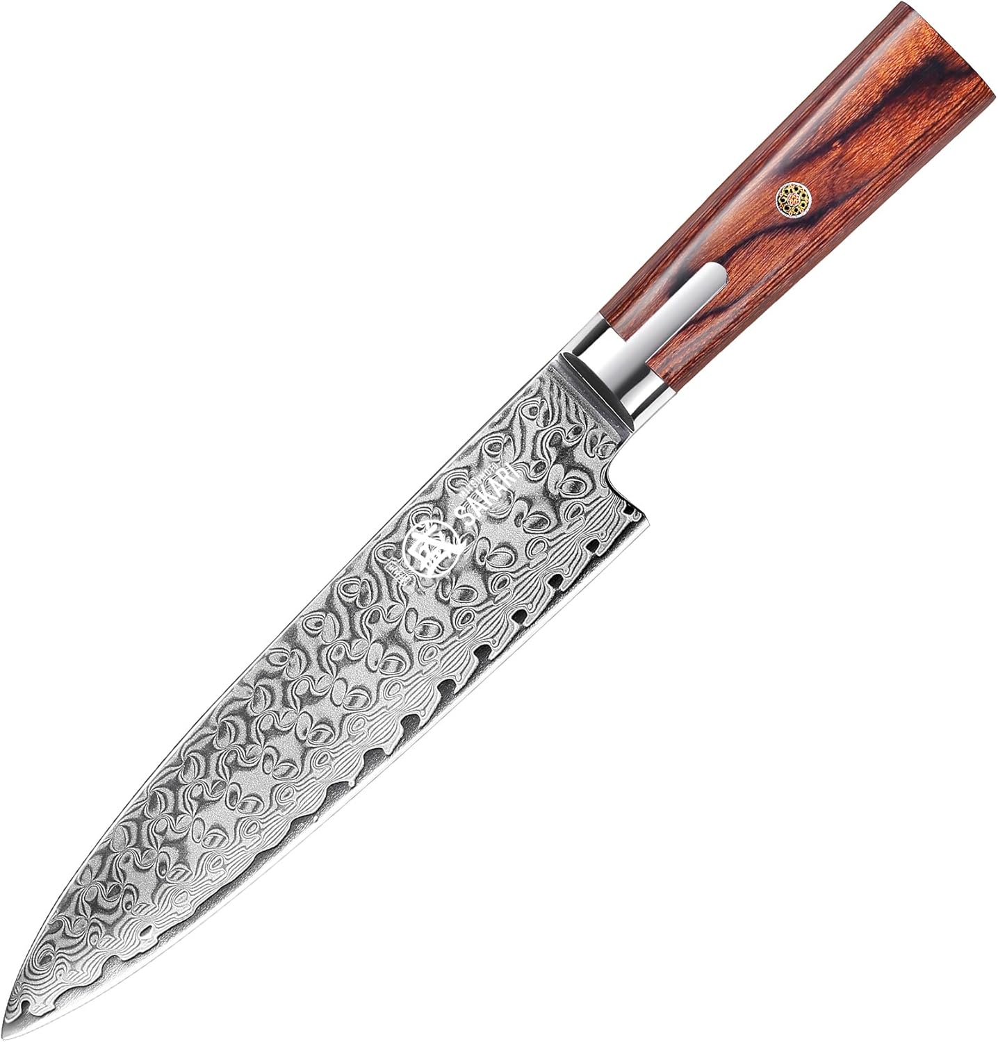 MITSUMOTO SAKARI 20 cm Coltello da Chef Giapponese Gyuto, Coltello da Cucina Professionale Forgiato a Mano, Coltello da Chef in Acciaio Damasceno S301 in Polvere (Coltello per Carne e Sushi)
