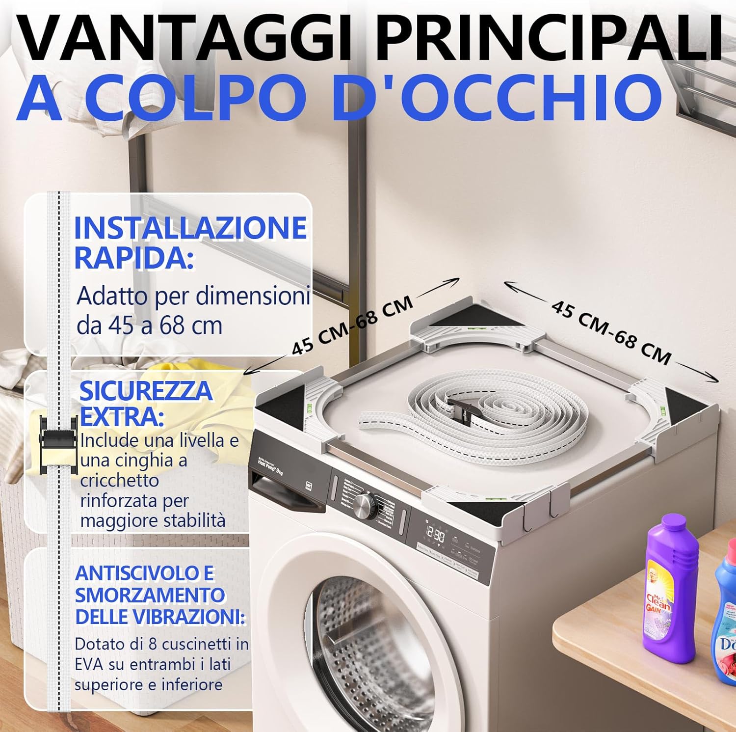 Slimline Kit Impilabile Lavatrice e Asciugatrice, Bianco - immagine 2