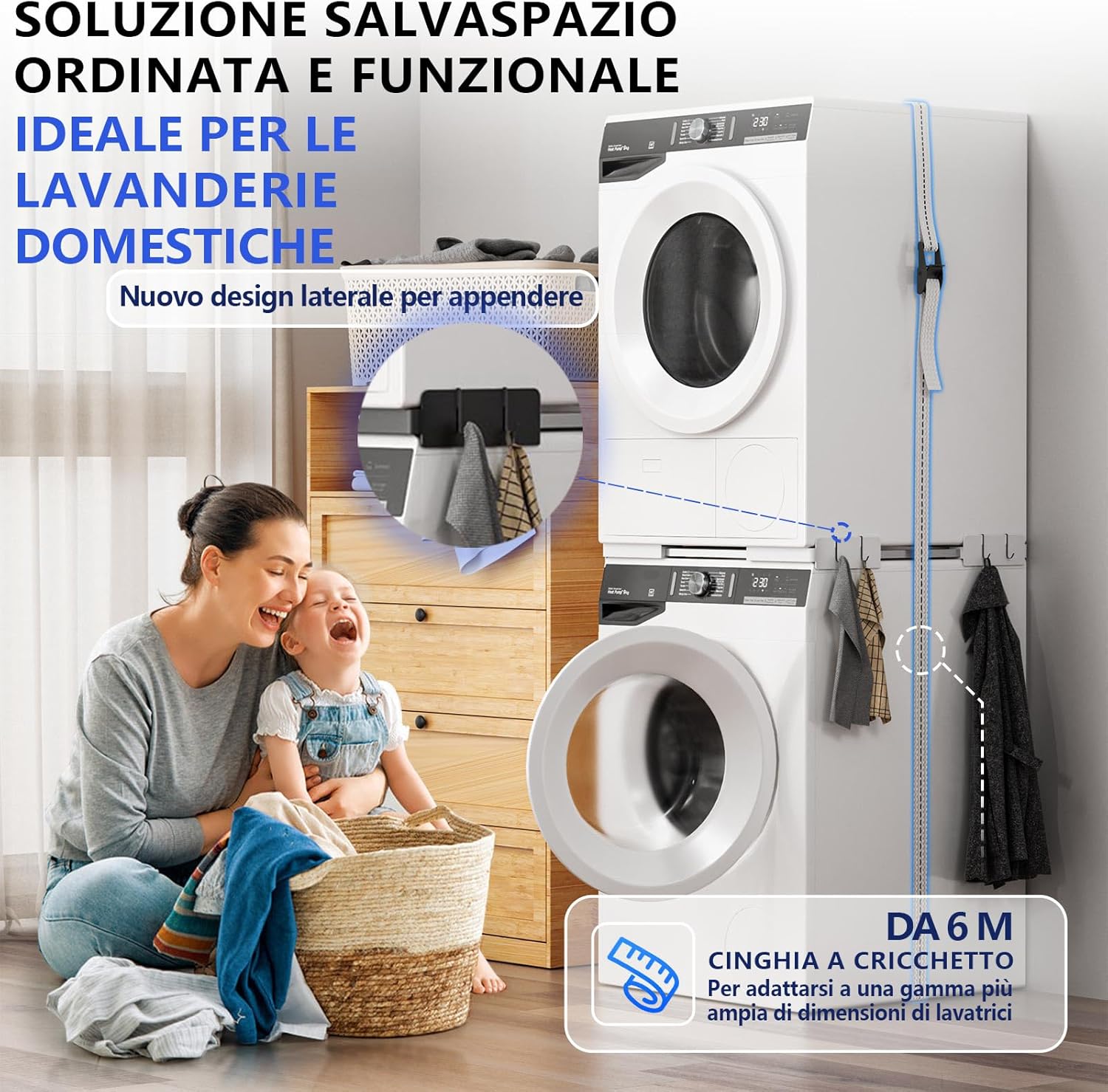 Slimline Kit Impilabile Lavatrice e Asciugatrice, Bianco - immagine 4
