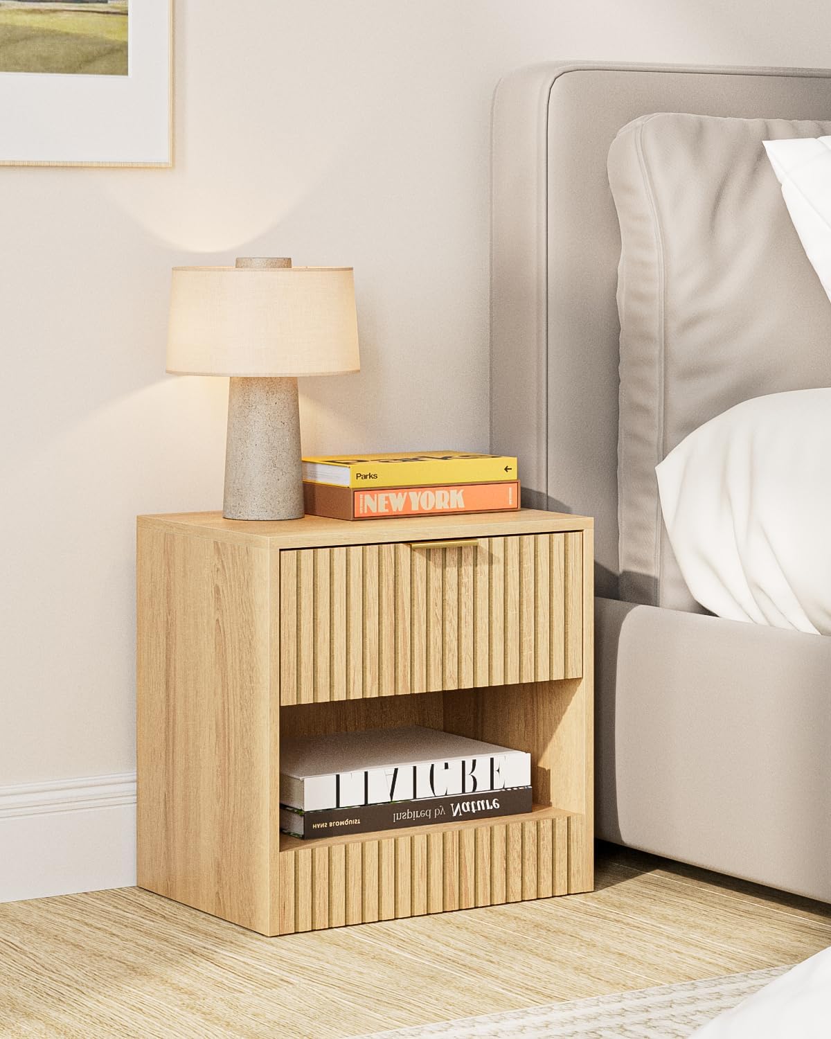 Comodino in Legno di Quercia con Cassetto 39x39x28 cm