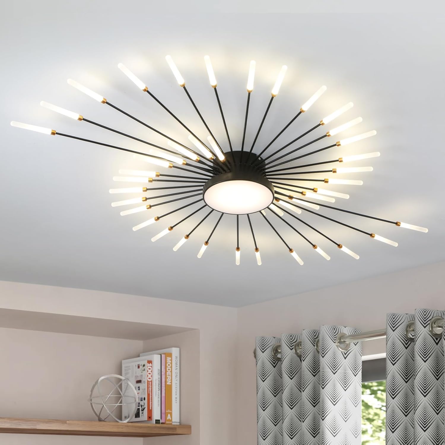 Rrbest Plafoniera LED Soffitto Moderna Acrilico, Nero - immagine 1