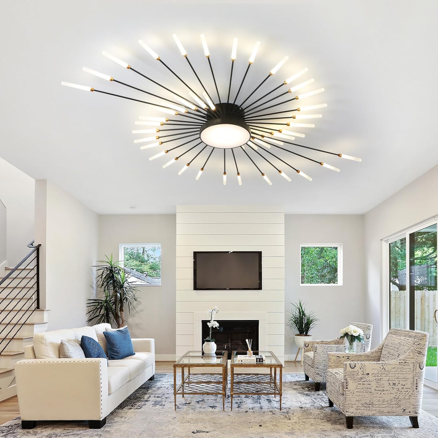 Rrbest Plafoniera LED Soffitto Moderna Acrilico, Nero - immagine 2