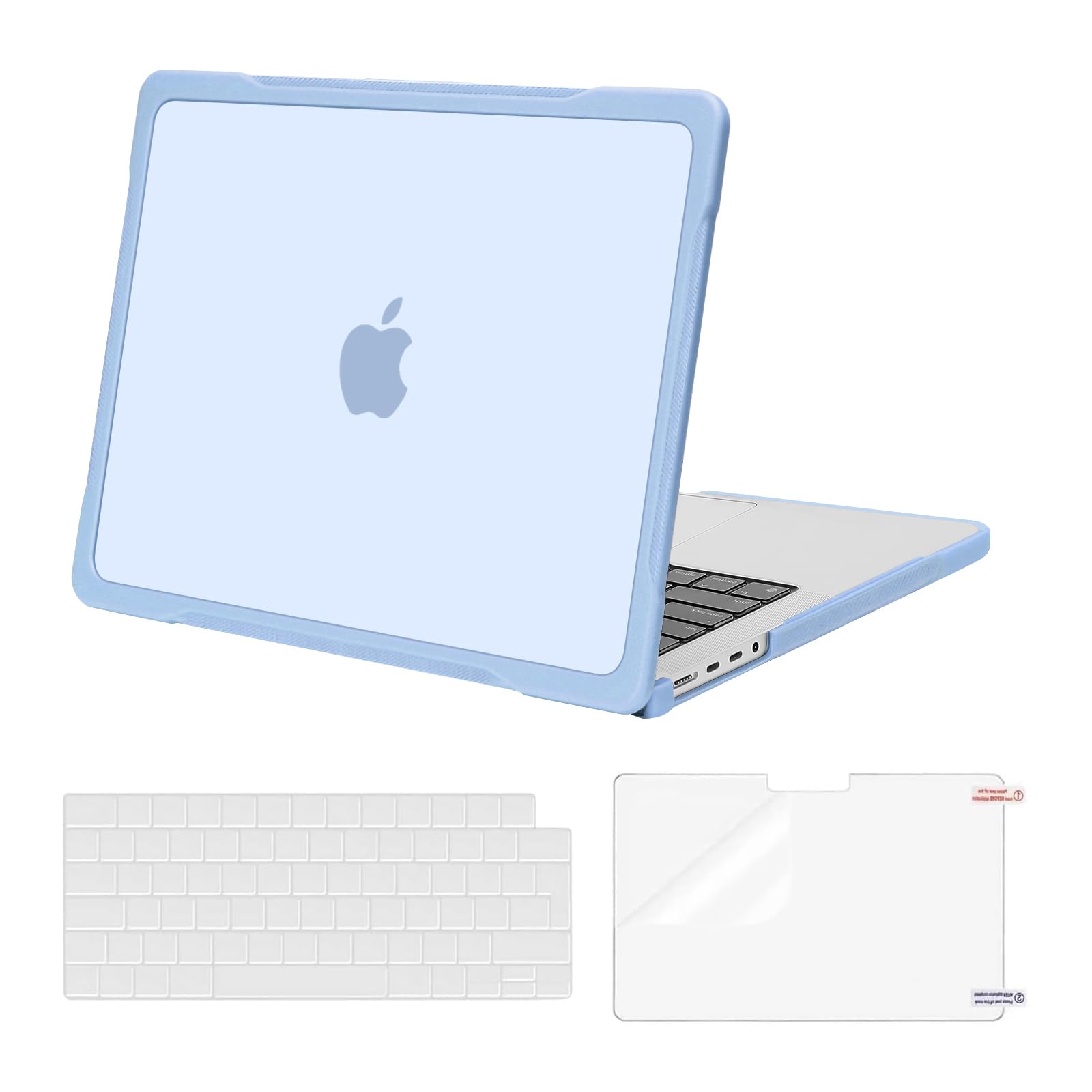 MOSISO Custodia Compatibile con MacBook Pro 14 Cover 2025 2024-2021 M5 A3434 M4 A3112 A3185 A3401 M3 A2918 A2992 M2 A2779 M1 A2442, Case Paraurti TPU Morbido&Copritastiera&Pellicola, Aria Blu