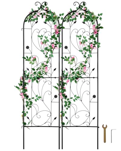 VEVOR Traliccio da Giardino Rampicanti per Piante Fiori in Metallo Antiruggine, Supporto per Traliccio per Rose Rampicanti Esterno, Traliccio Decorativo per Clematide Alta Cortili 38 x 152 cm 2 Pezzi