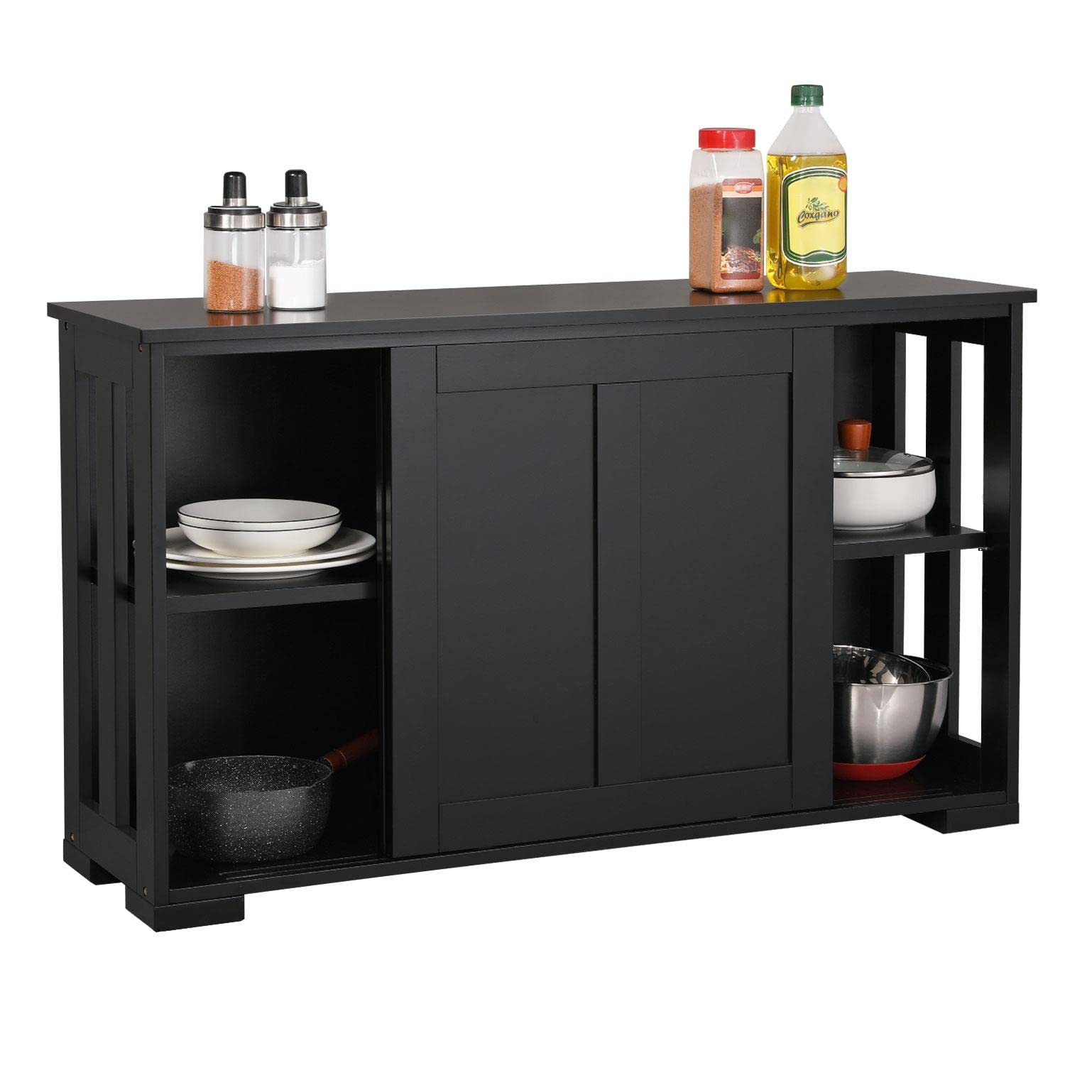 Yaheetech Credenza Mobile Cucina 106,7 x 33 x 63 cm, Nero