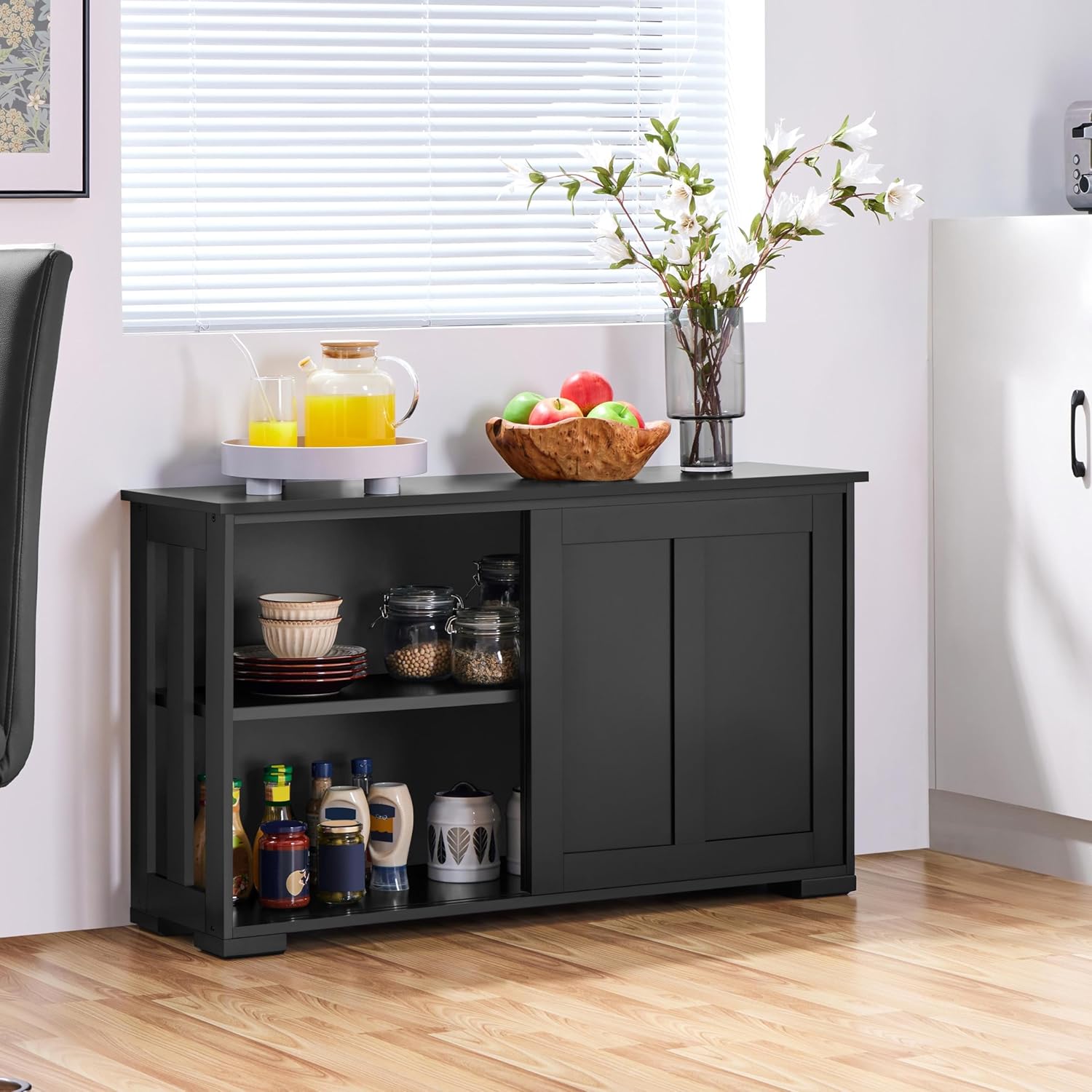 Yaheetech Credenza Mobile Cucina 106,7 x 33 x 63 cm, Nero - immagine 2