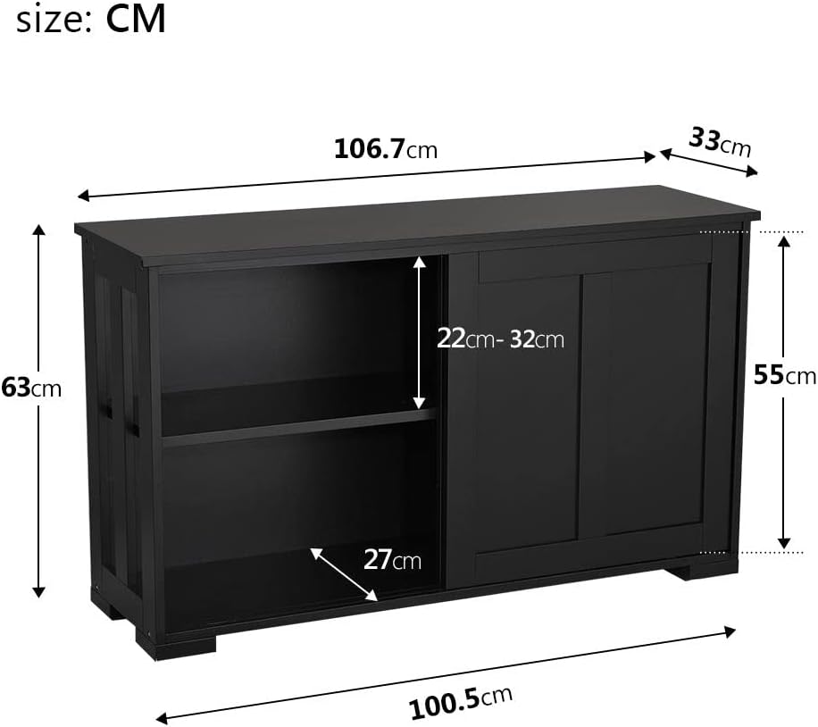 Yaheetech Credenza Mobile Cucina 106,7 x 33 x 63 cm, Nero - immagine 3