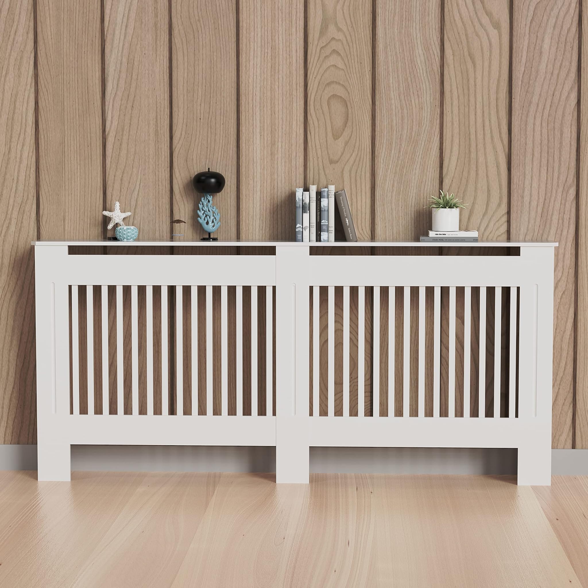 Fativo Copritermosifone Moderno in MDF, Bianco 152x19x92cm