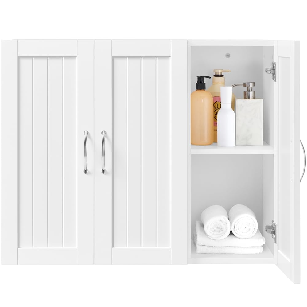 Yaheetech Mobile da Parete Bagno 60x31x75 cm, Bianco