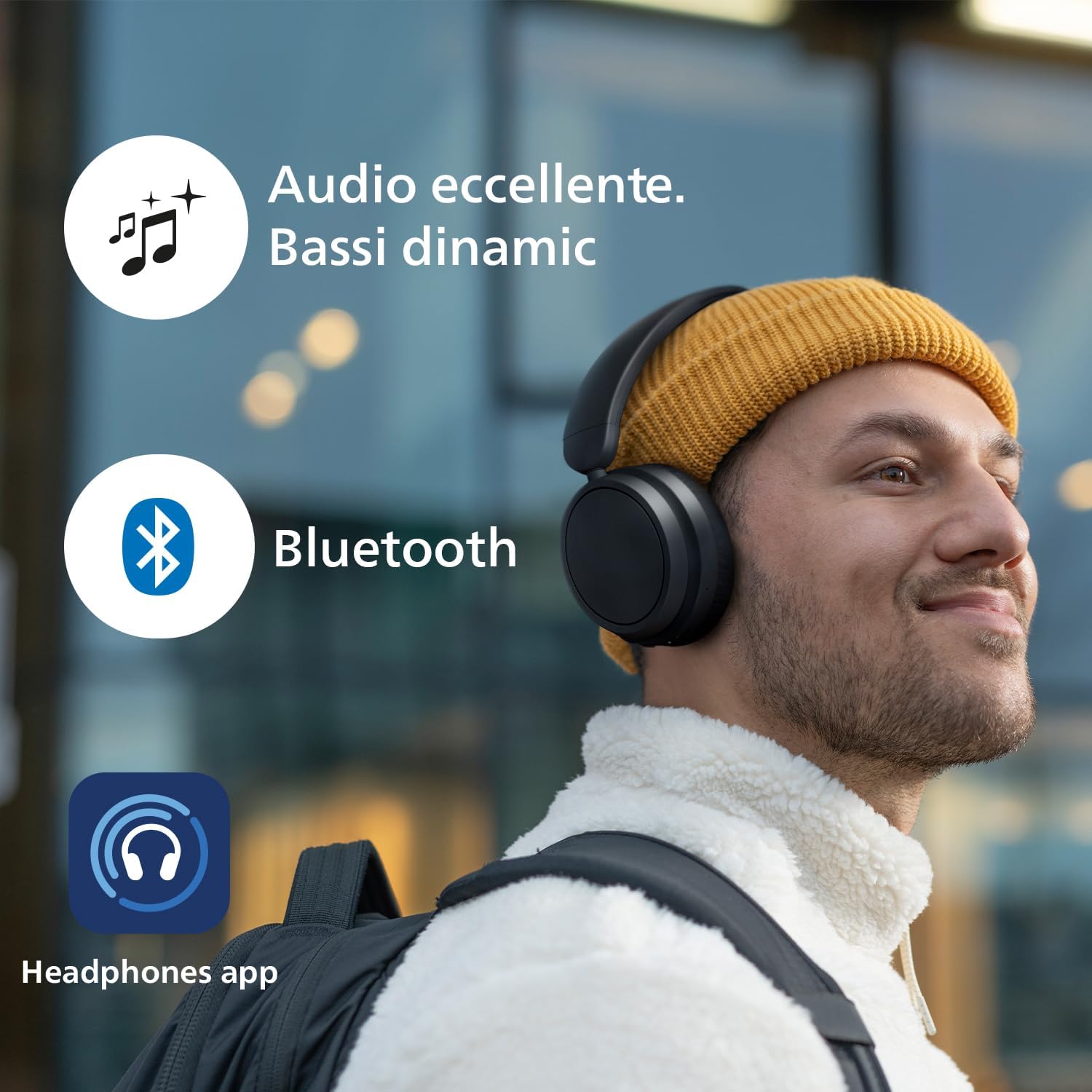 Philips TAH5209BK Cuffie On-Ear Wireless Bluetooth 65h, Nero - immagine 4