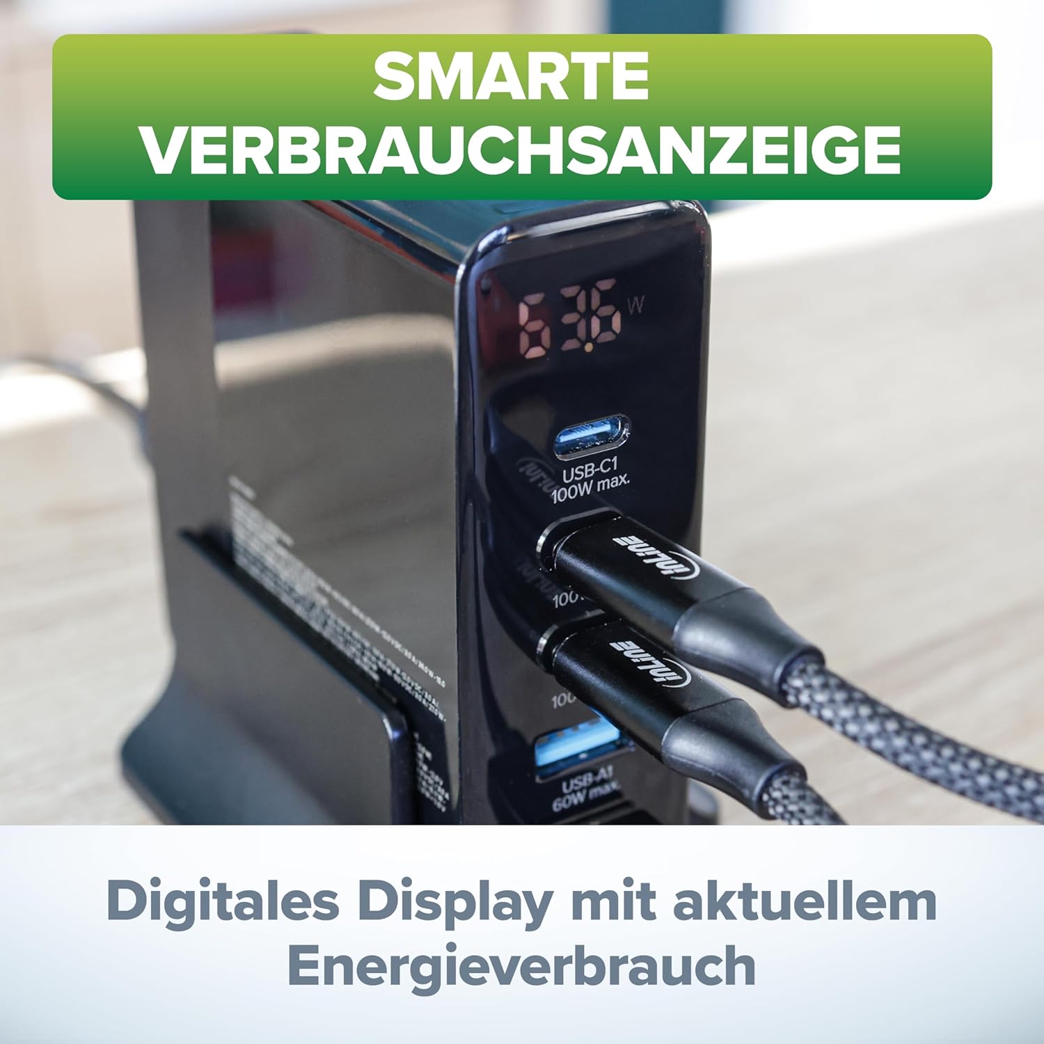 Inline Caricatore USB 140W GaN con Display Digitale - immagine 2