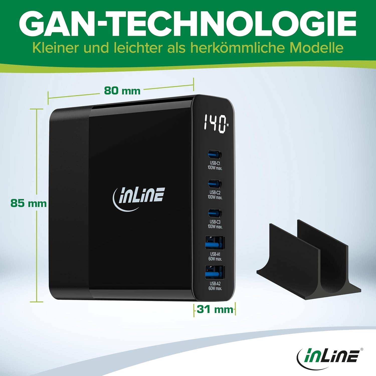 Inline Caricatore USB 140W GaN con Display Digitale - immagine 4