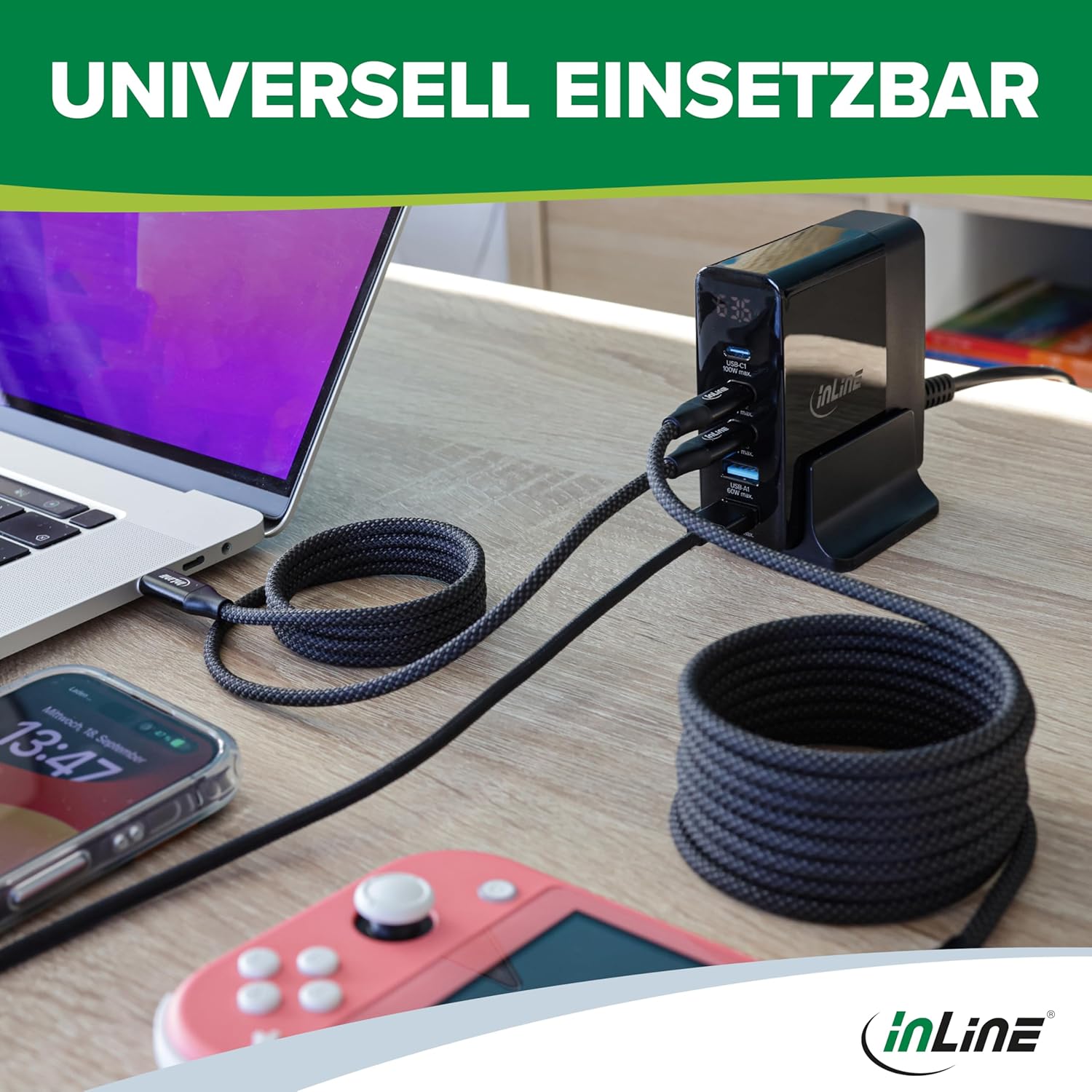 Inline Caricatore USB 140W GaN con Display Digitale - immagine 5