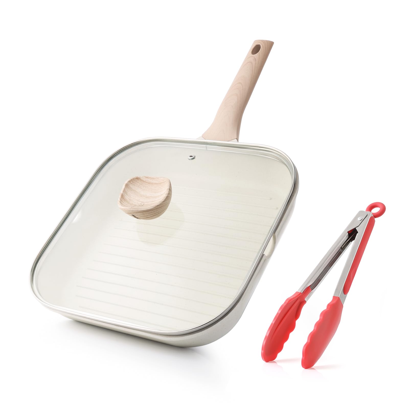 Kordisen Padella Antiaderente con Coperchio 28cm, Bianca