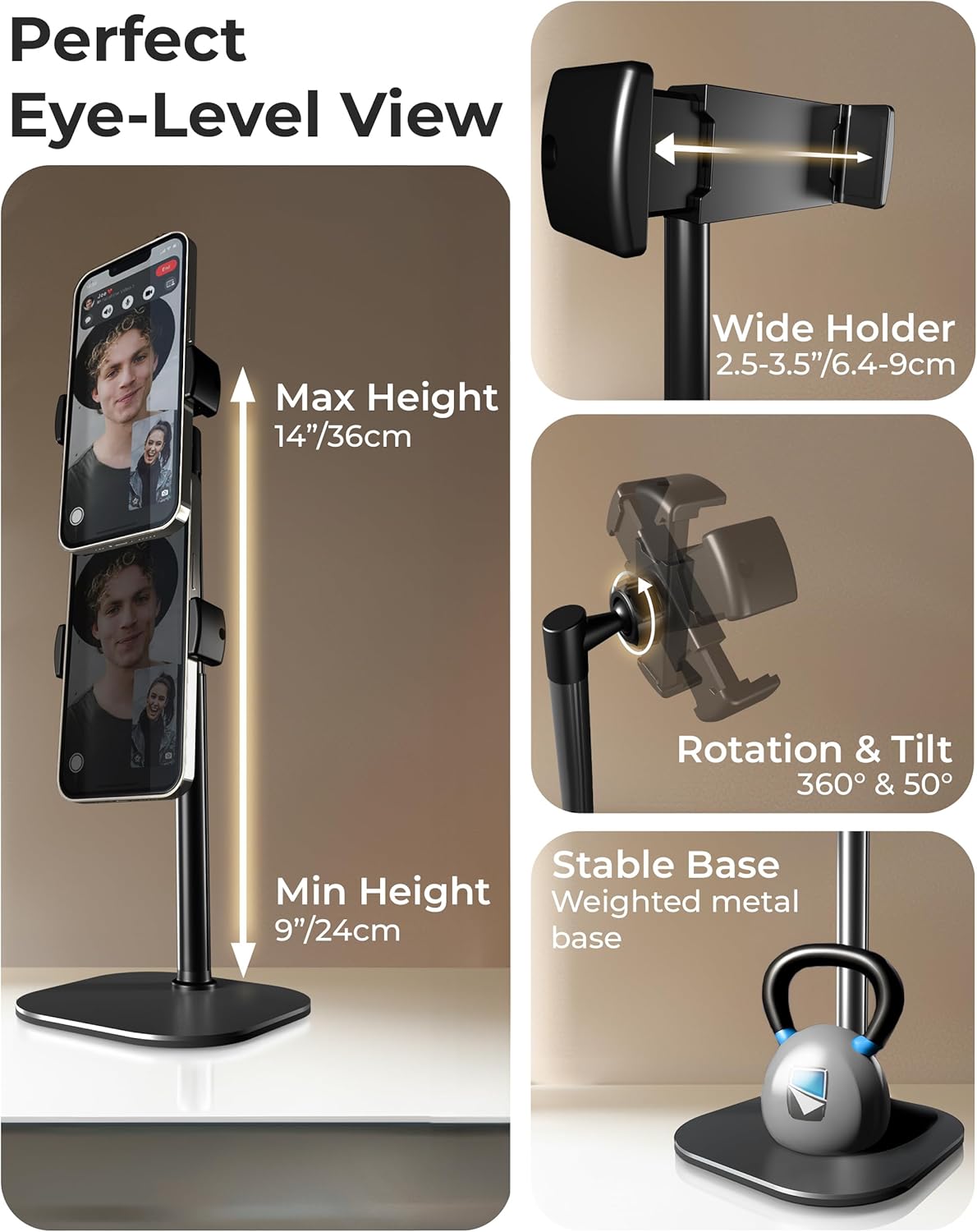 Cooper ChatStand - Supporto Telefono Scrivania, Nero Notte - immagine 3