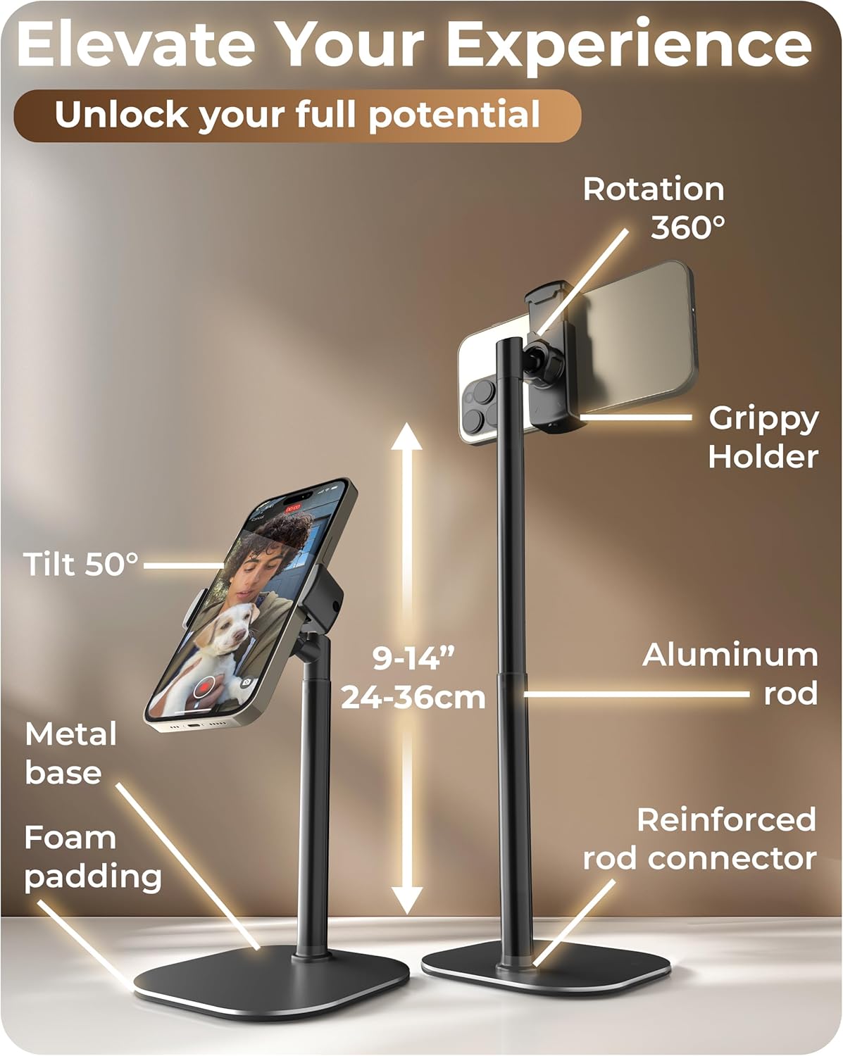 Cooper ChatStand - Supporto Telefono Scrivania, Nero Notte - immagine 6