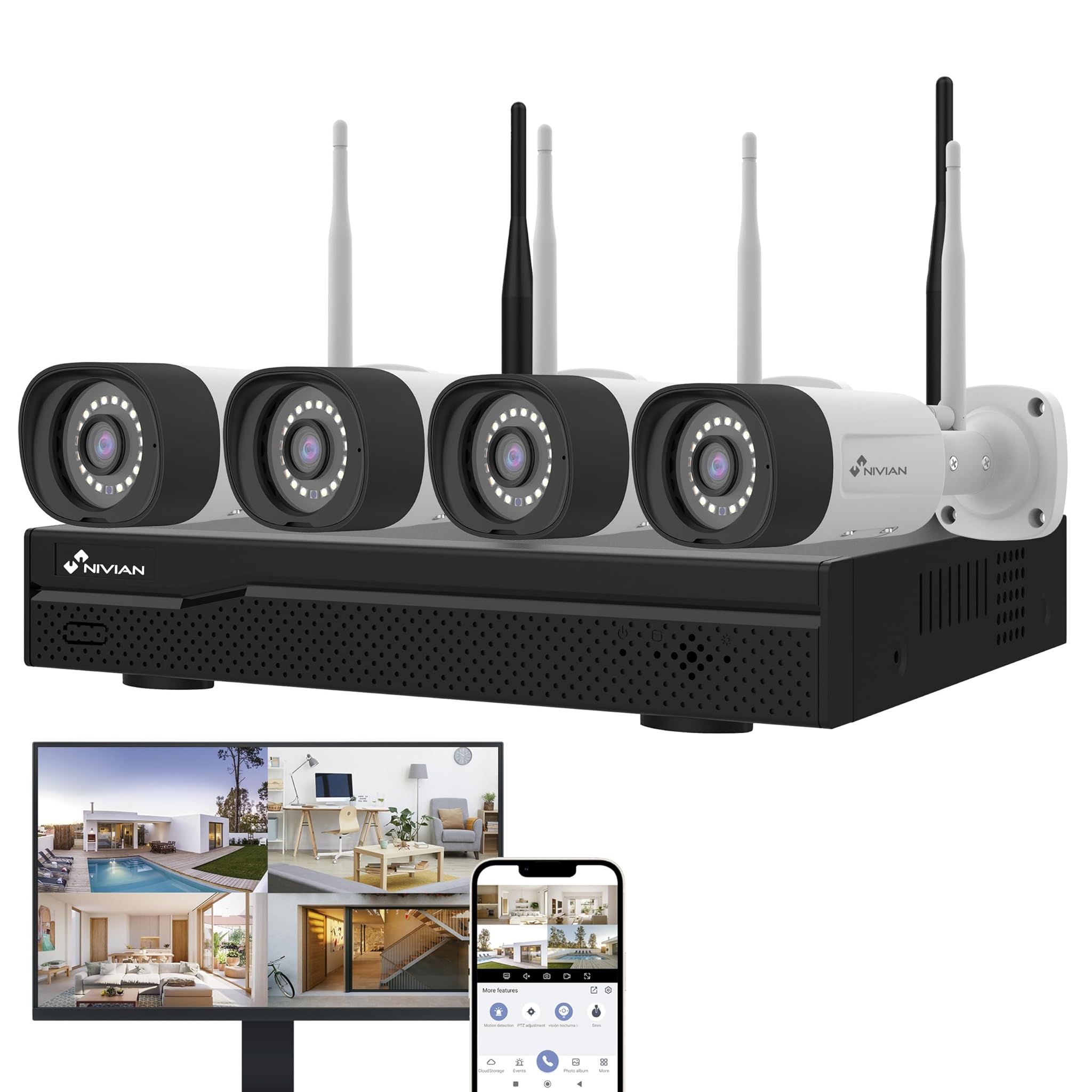 Kit Telecamere WiFi CCTV 2K IA 16 Canali - 4 Telecamere