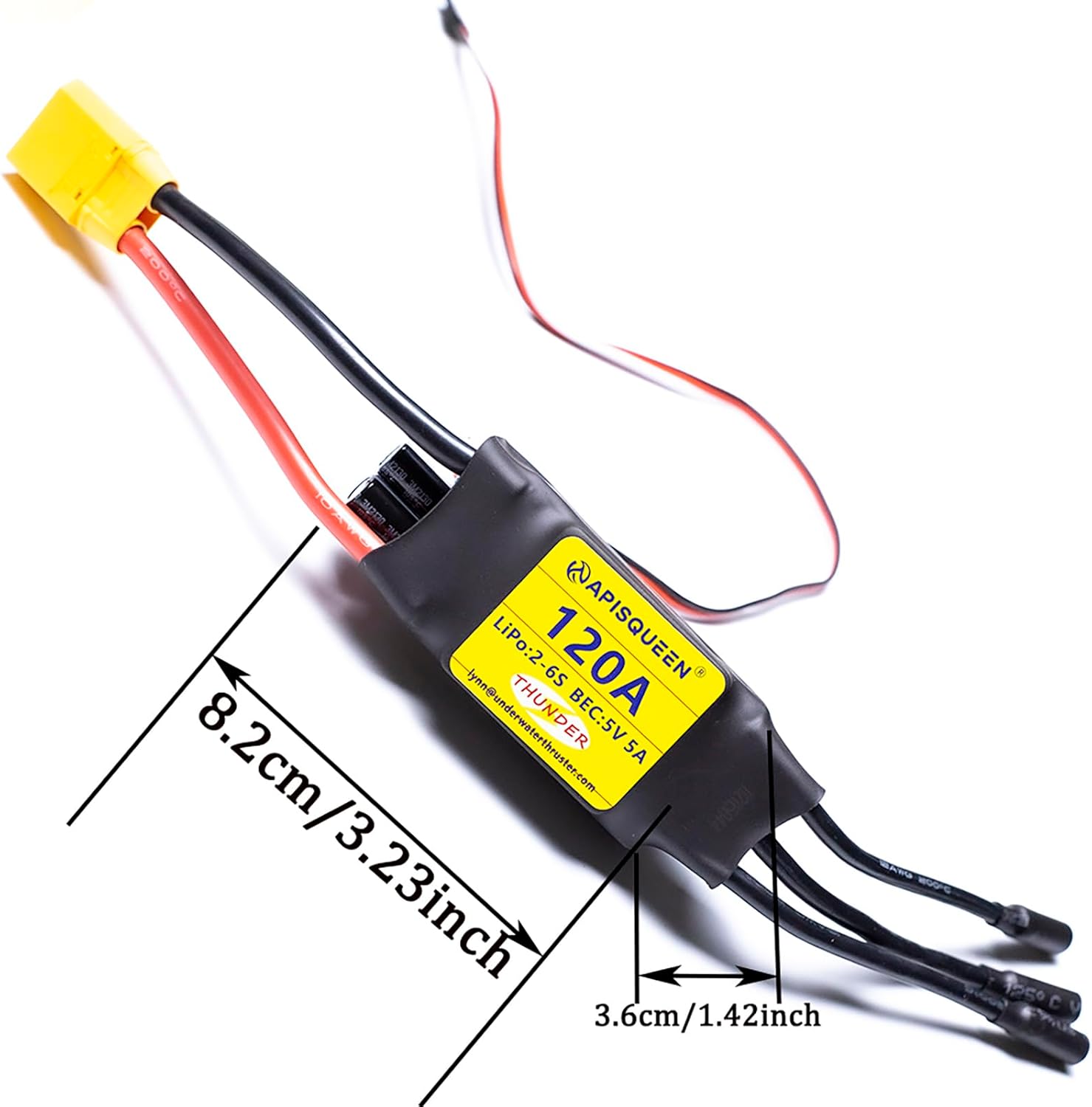 APISQUEEN 120A ESC 2-6S Brushless con XT90 & 4.0mm - immagine 5