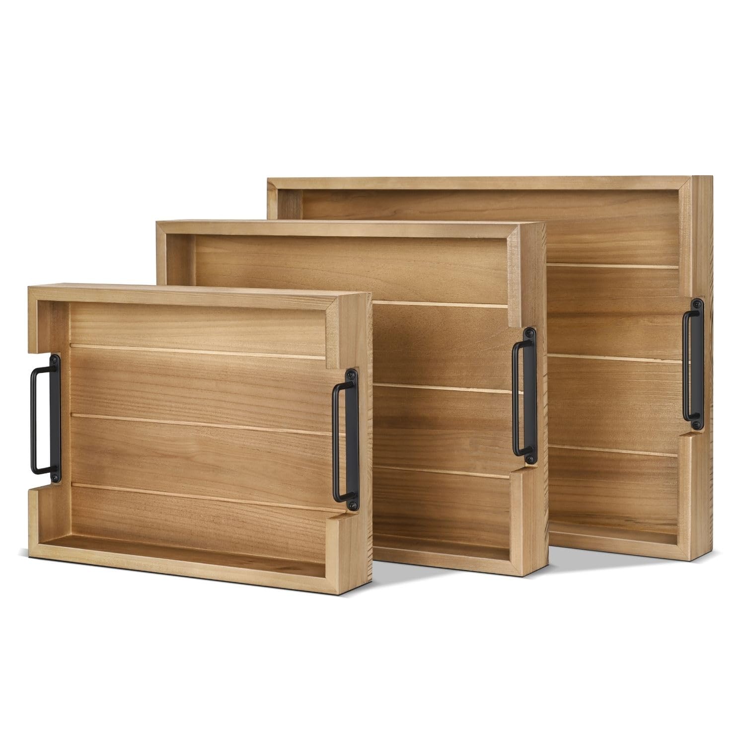 Flexzion Set 3 Vassoi da Portata Rustici in Legno di Abete