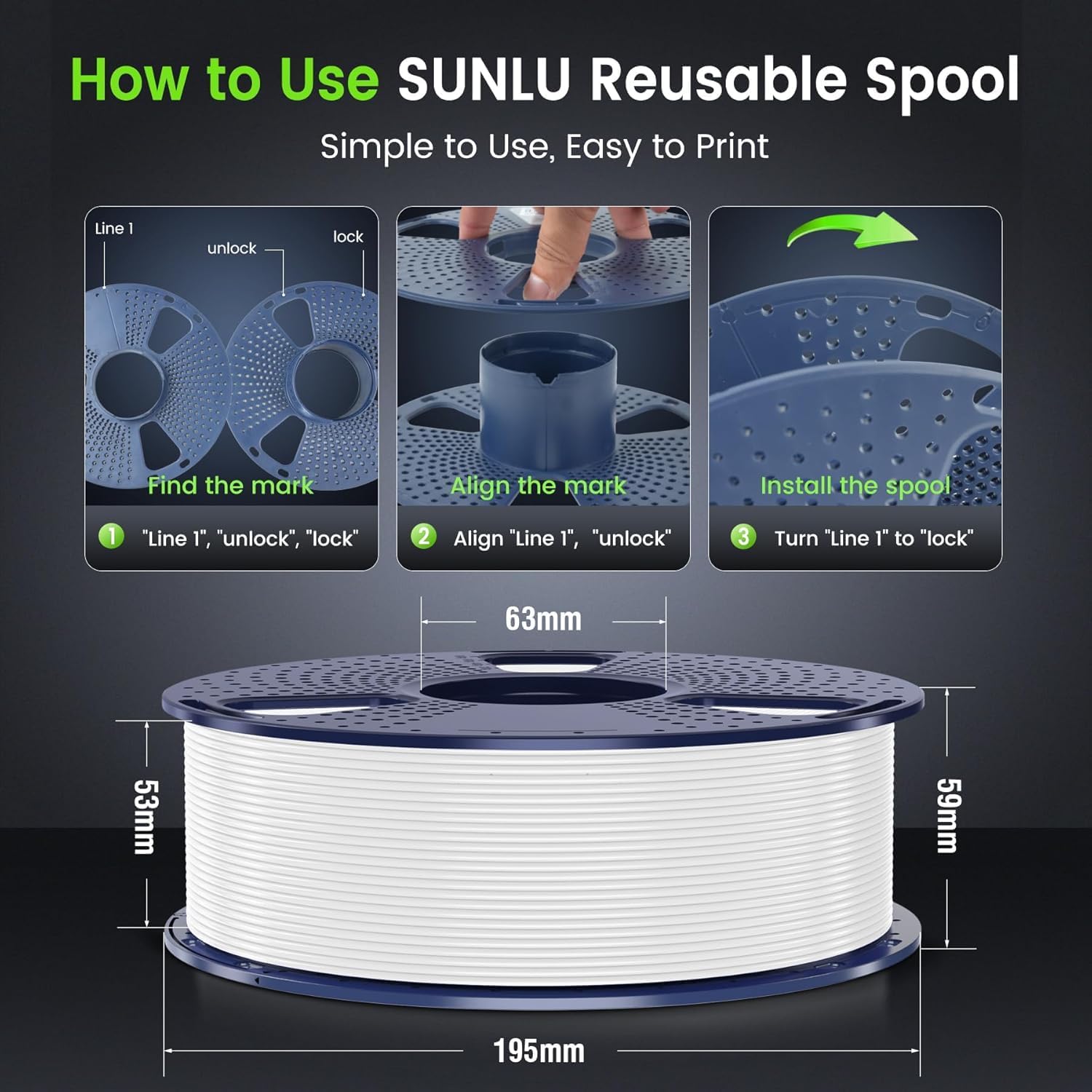 Sunlu Filamento PLA Alta Velocità 1.75mm 10KG - immagine 8